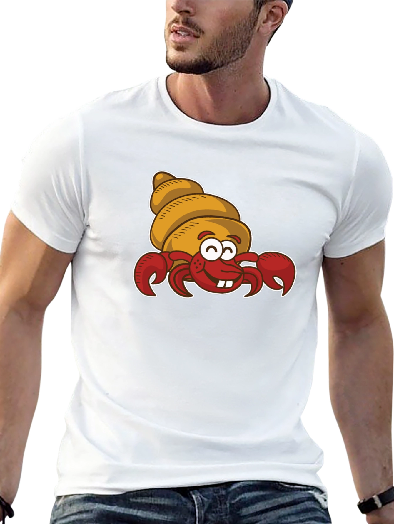 Black Cartoon Hermit Crab Graphic T-Shirt view 13