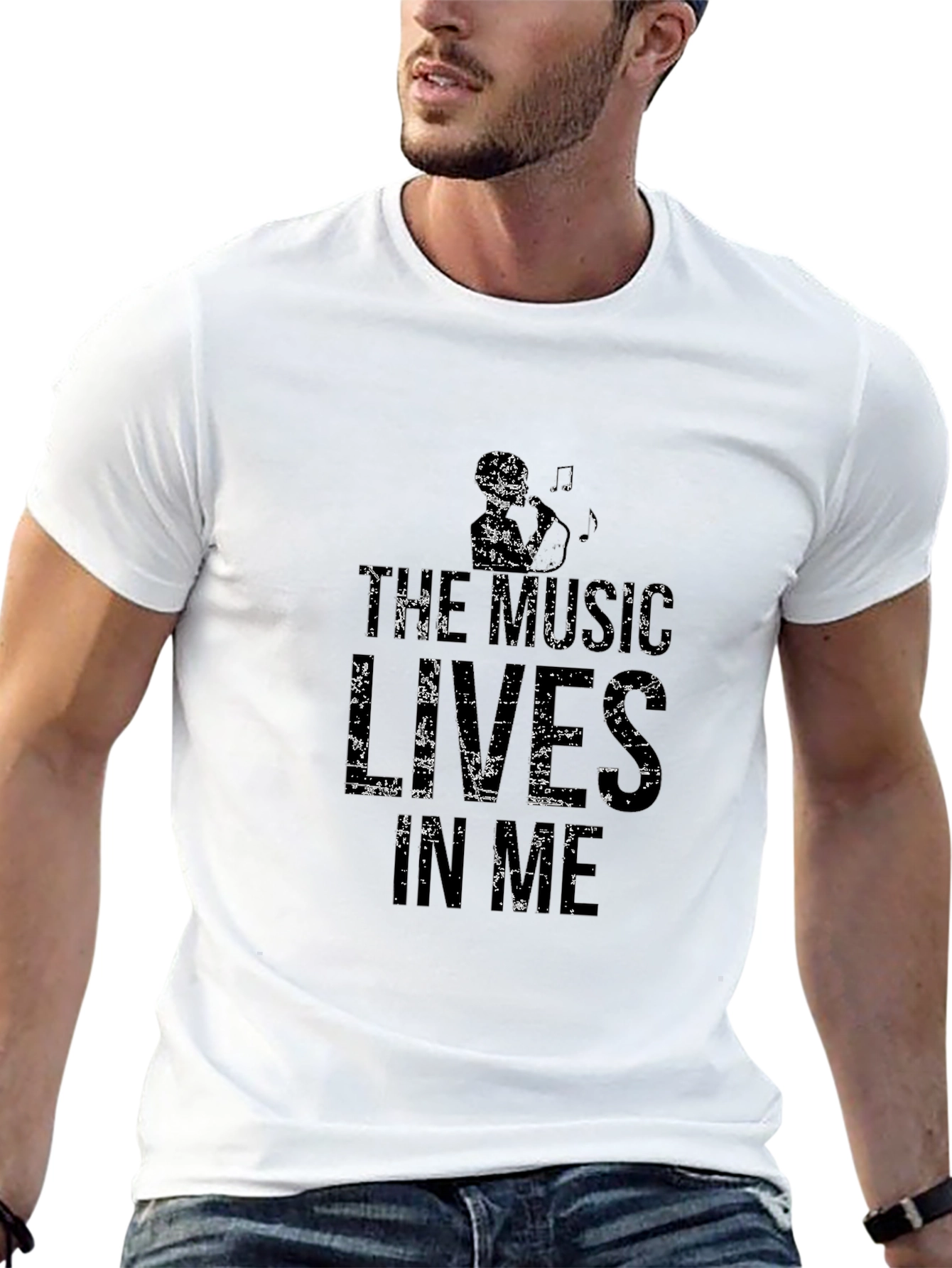 Black The Music Lives In Me Black T-Shirt view 13