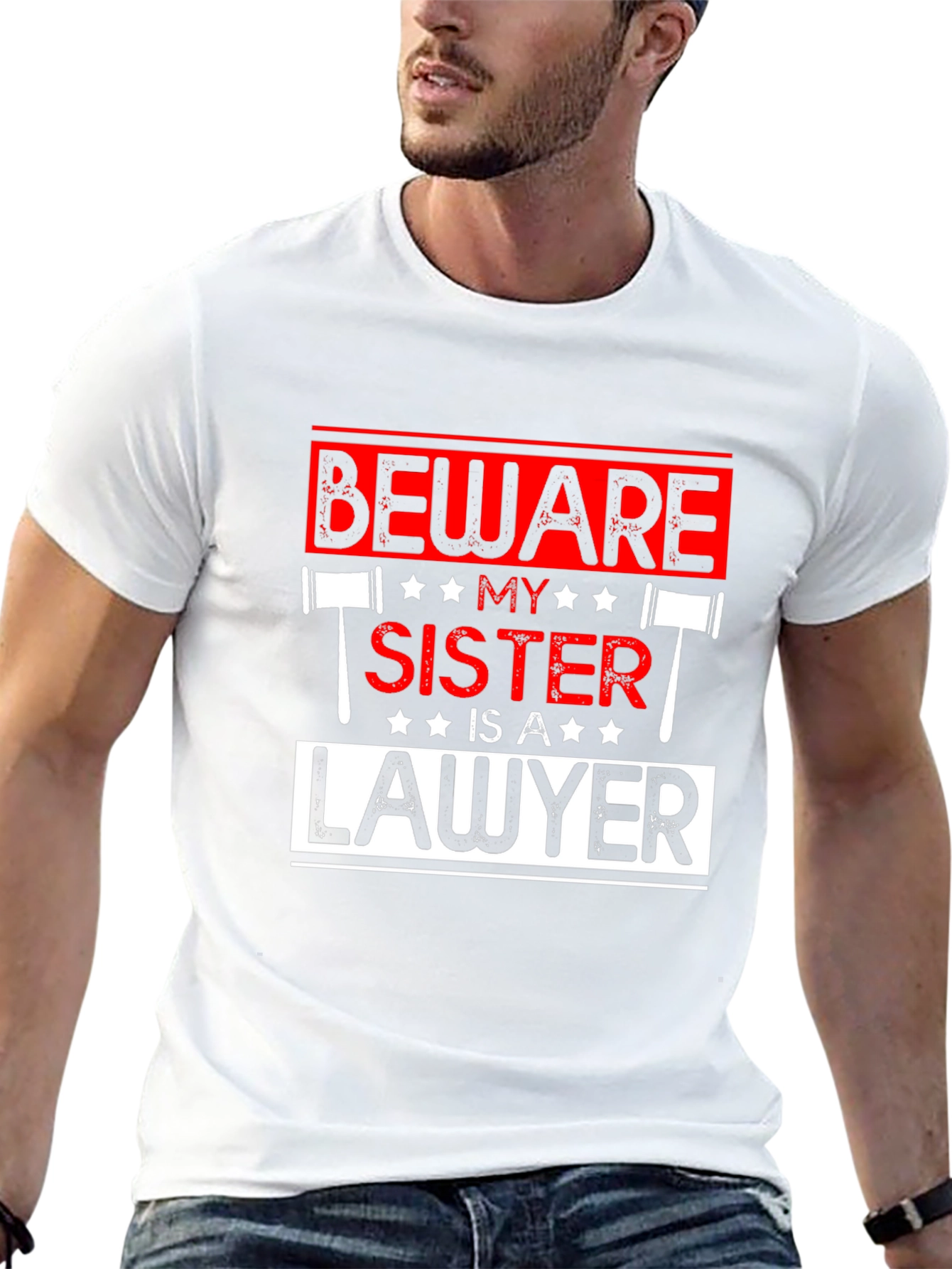Black Beware My Sister Is A Lawyer T-Shirt view 13