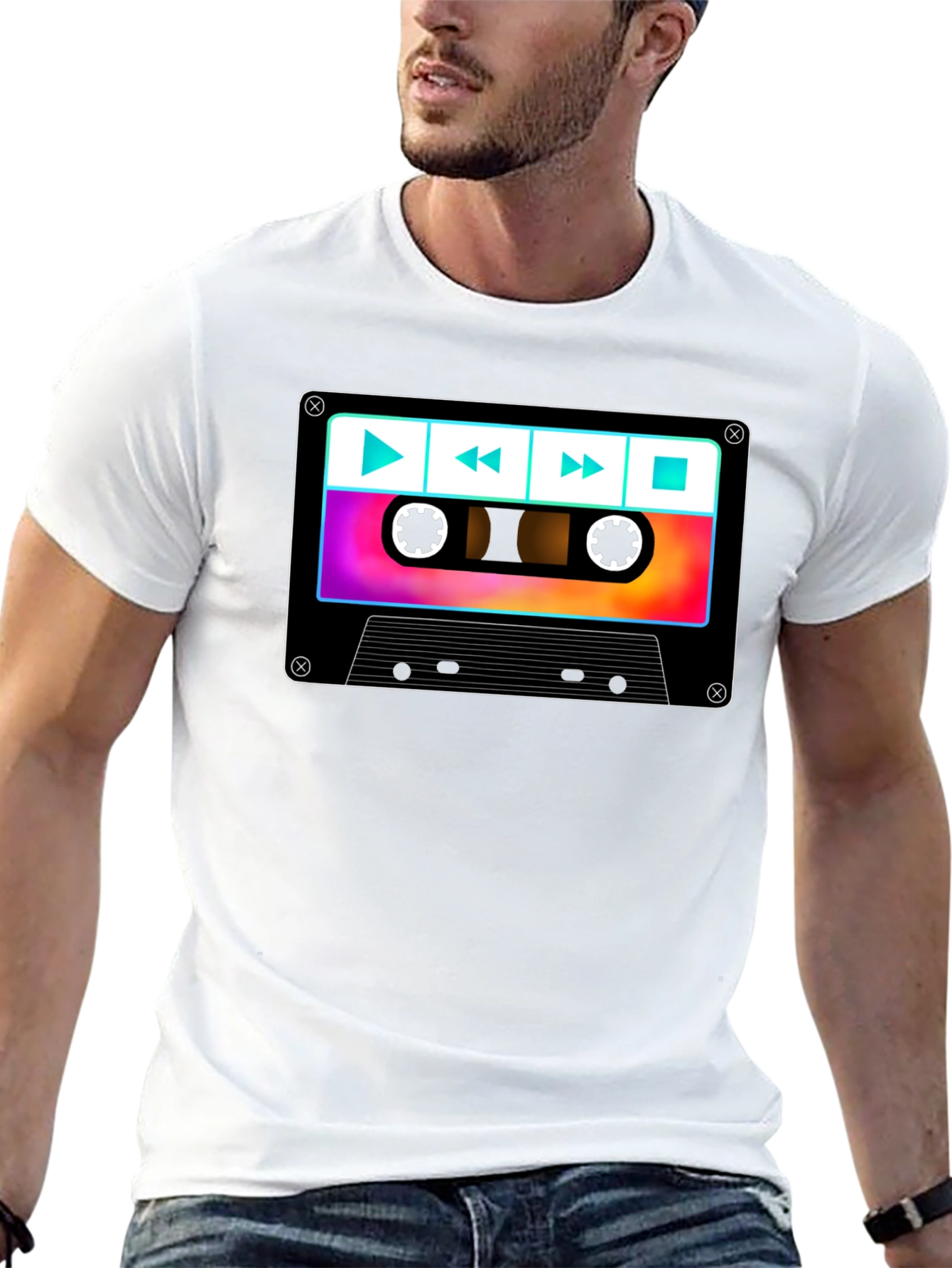 Black Retro Cassette Tape Graphic T-Shirt view 13