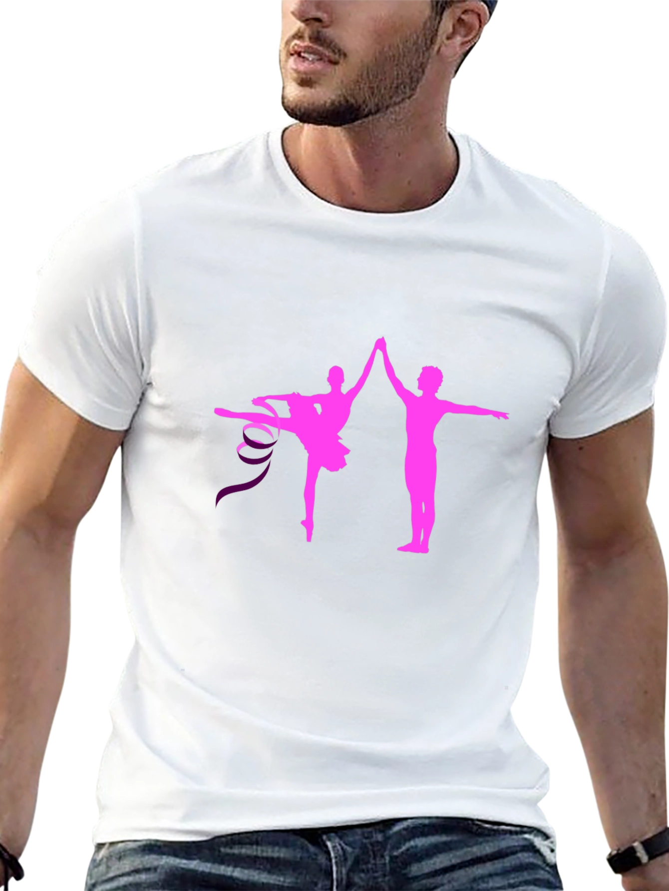 Black Ballet Dance Graphic Tee - Pink Silhouette view 13