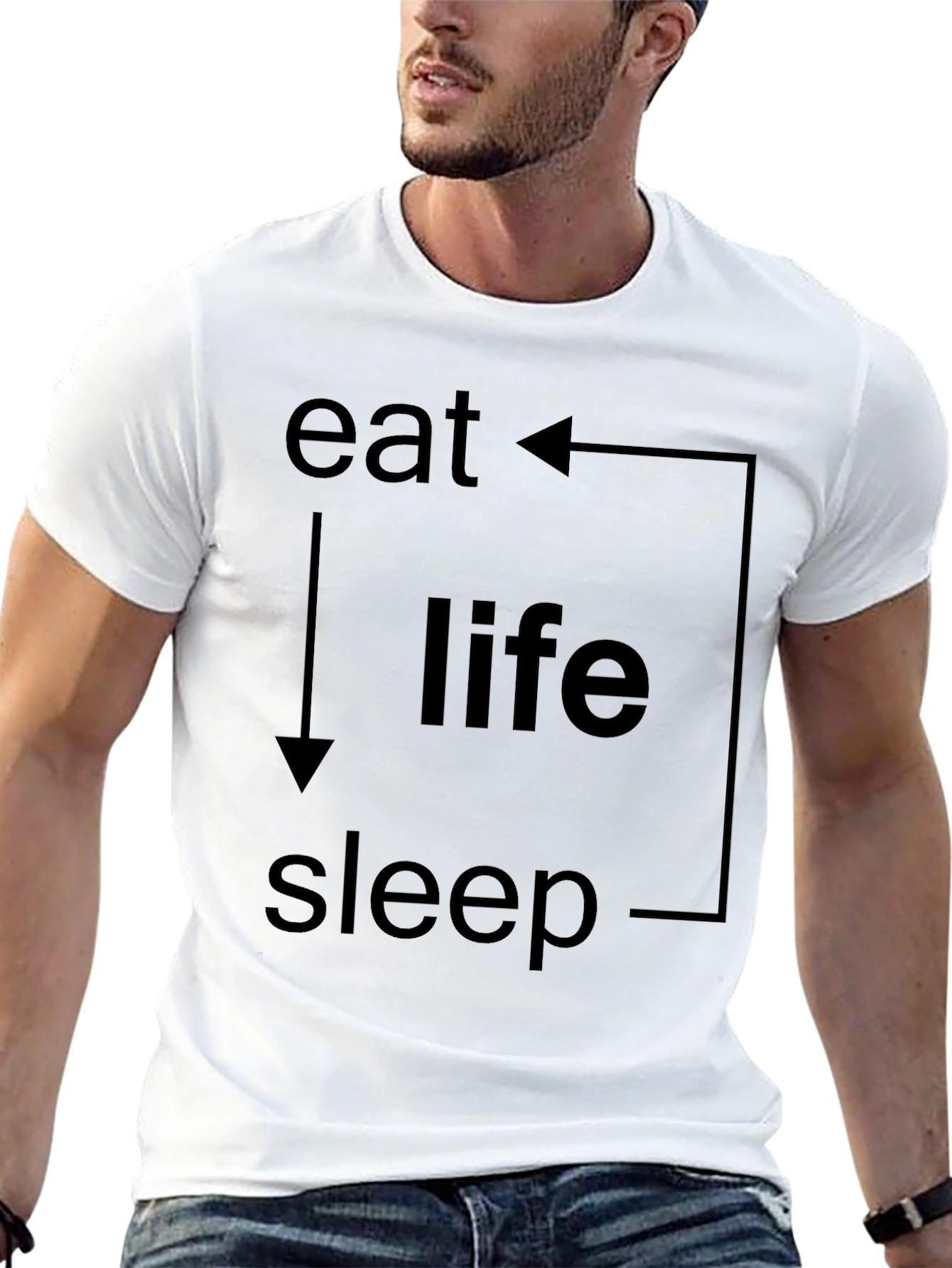 Black Eat Life Sleep Cycle Graphic T-Shirt view 13