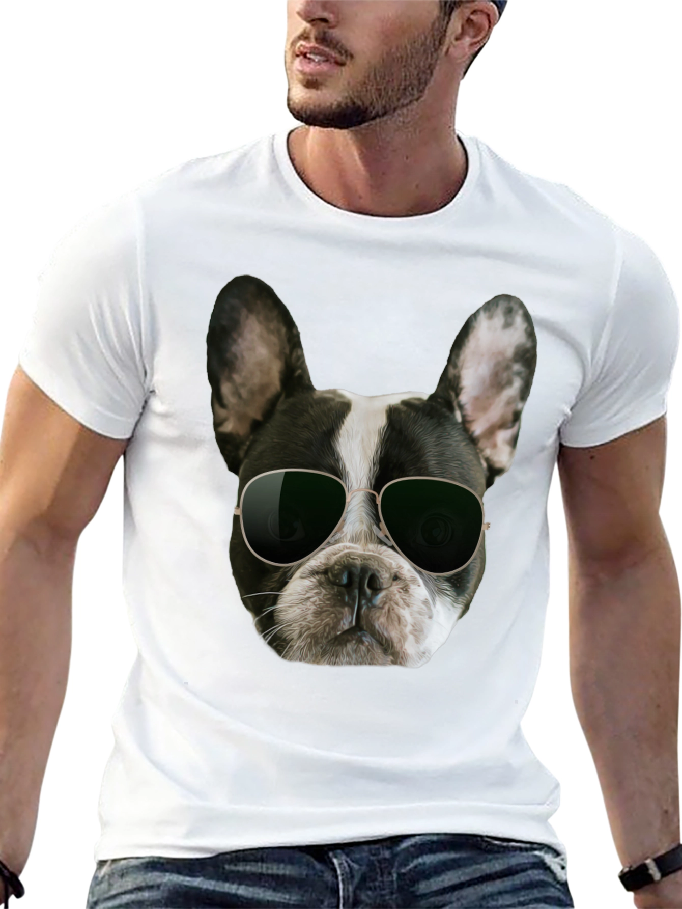 Black Cool Dog Graphic T-Shirt - Black Cotton Blend view 13