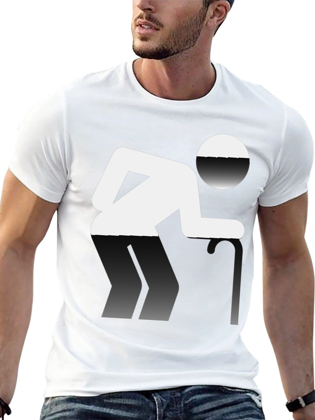 Black Novelty T-Shirt: Funny Pictogram Design, Black Cotton Tee view 13