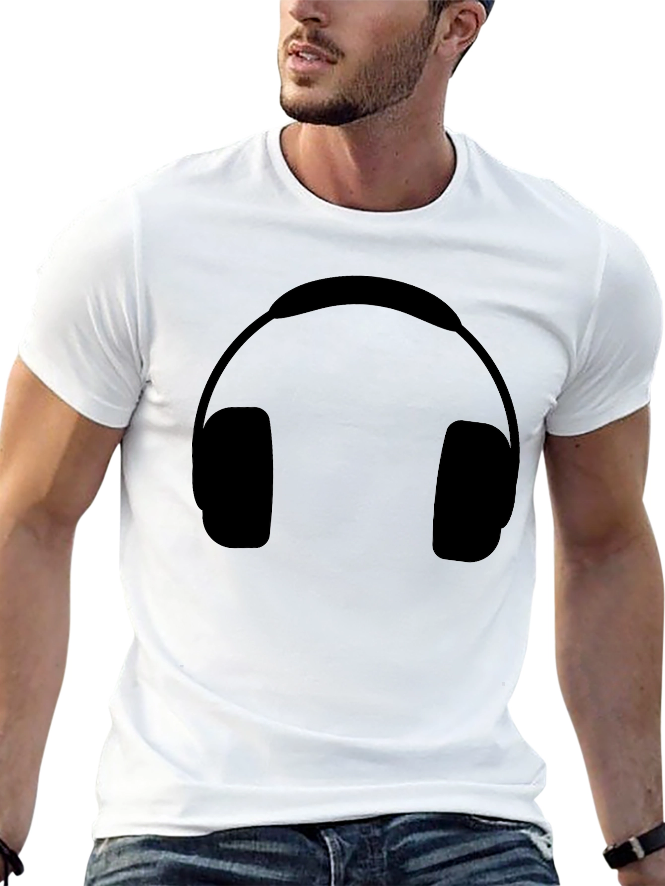 Black Headphone Graphic Black T-Shirt view 13