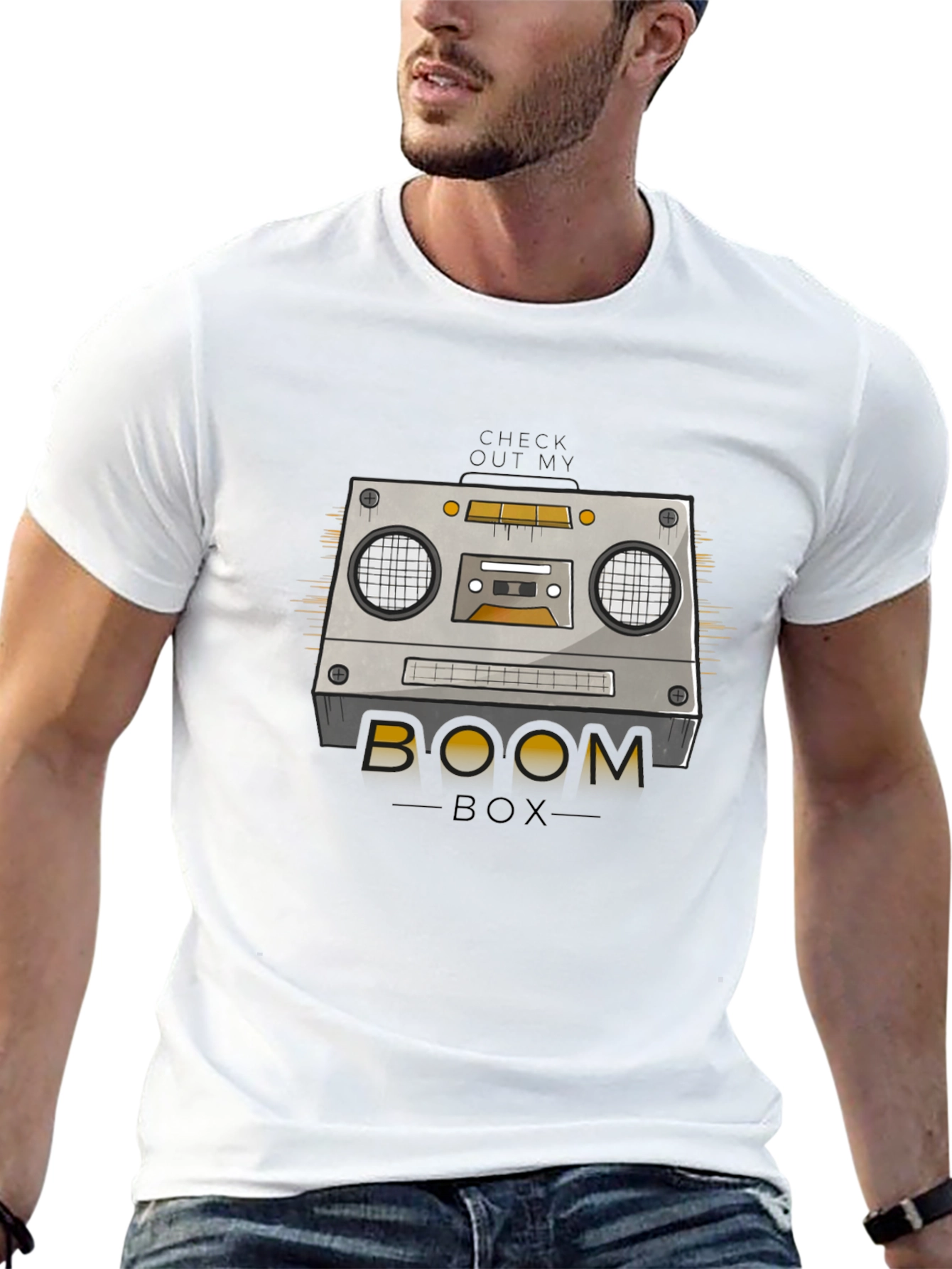 Black Retro Boombox Graphic T-Shirt - Vintage Music Style view 13