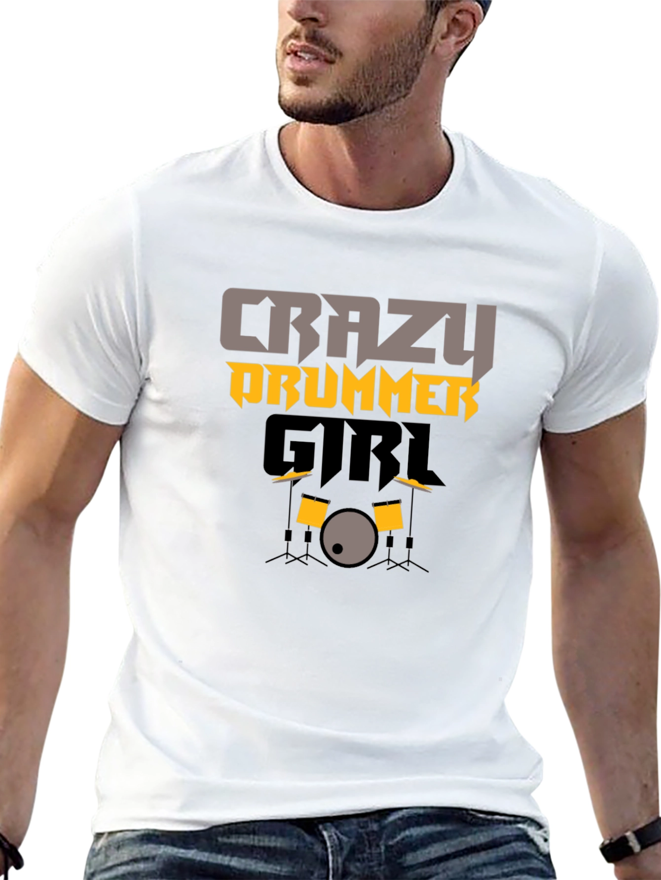 Black Crazy Drummer Girl Graphic Tee view 13