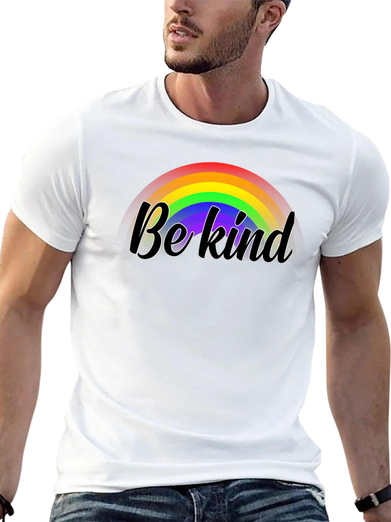 Black Be Kind Rainbow Graphic Black Tee view 13