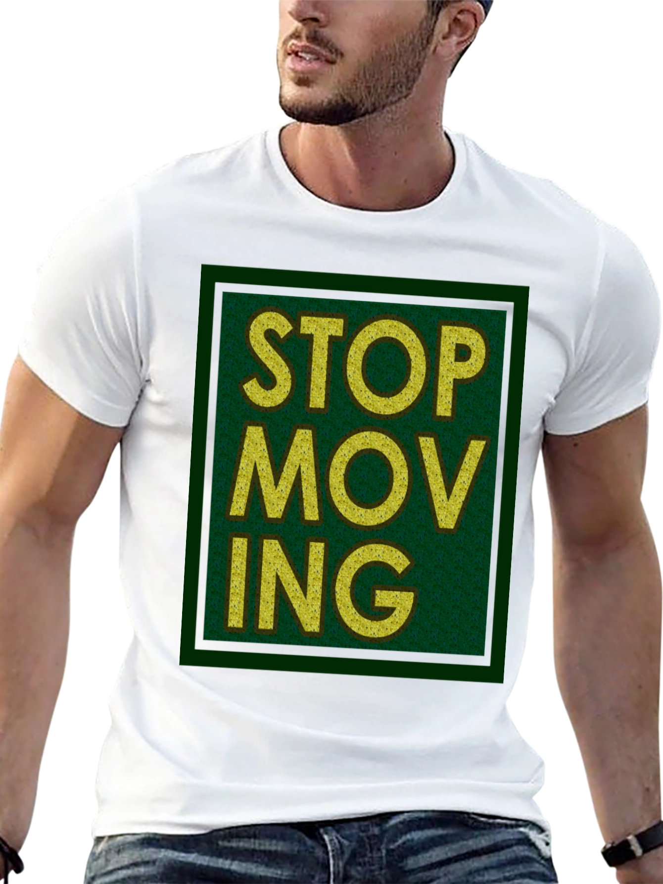 Black Stop Moving Graphic Print Black T-Shirt view 13