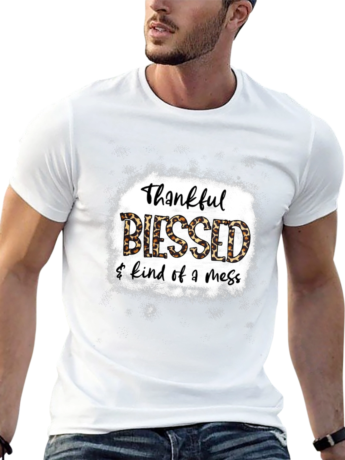 Black Thankful Blessed & Kind of a Mess T-Shirt view 13