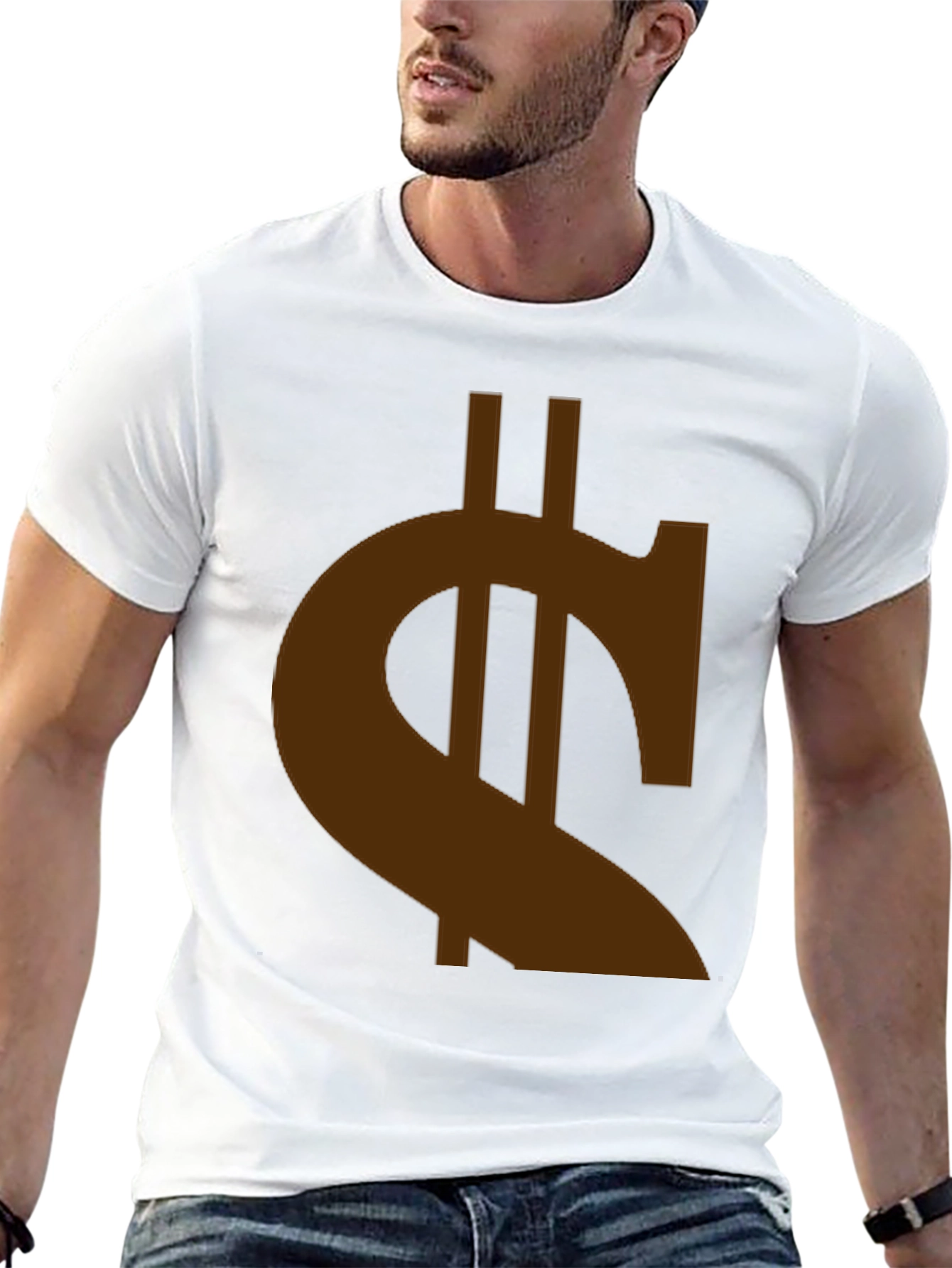 Black Black T-Shirt with Brown Currency Symbol Graphic view 13