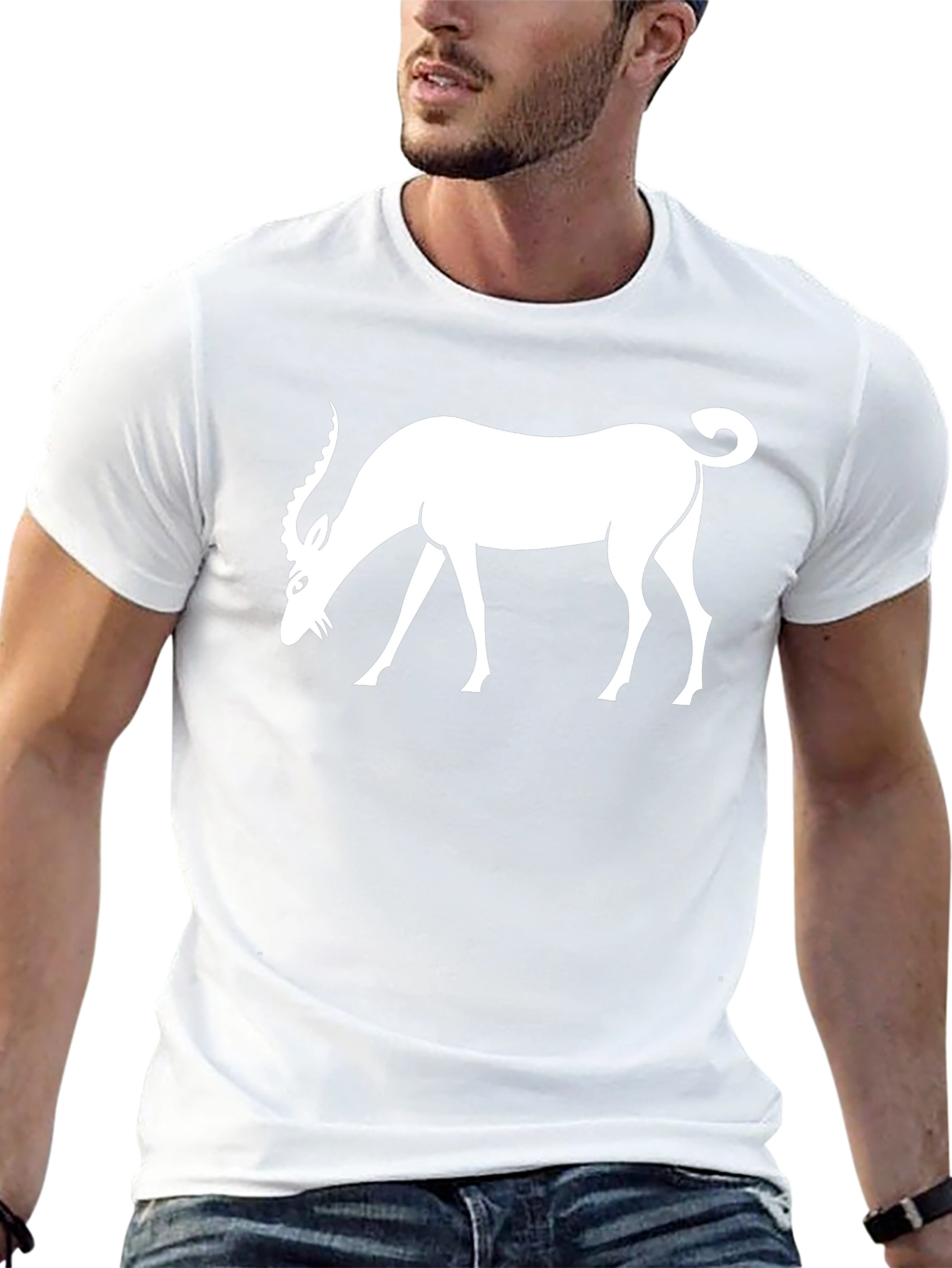 Black Black T-Shirt with White Antelope Graphic view 13