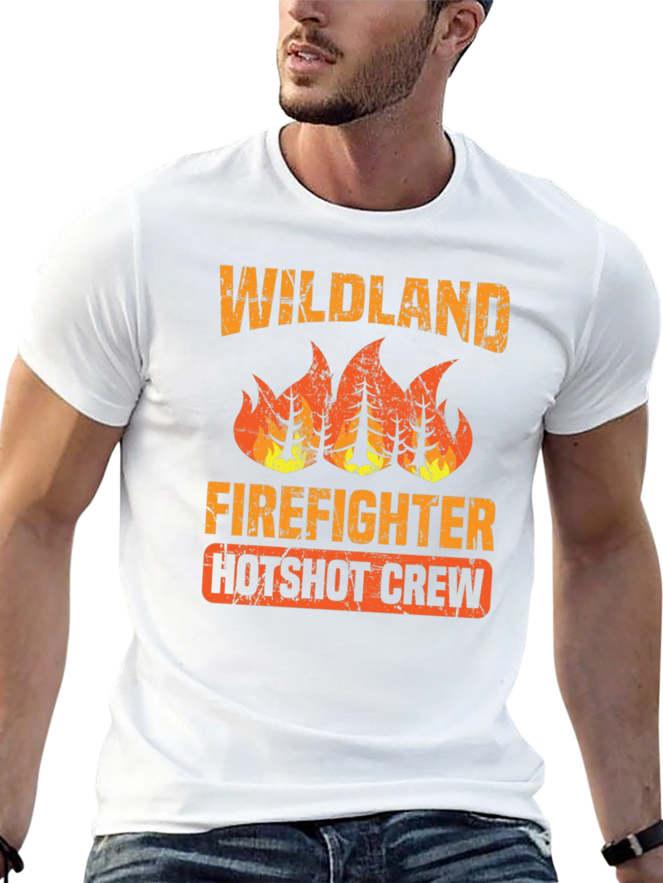 Black Wildland Firefighter Hotshot Crew Graphic Tee view 13