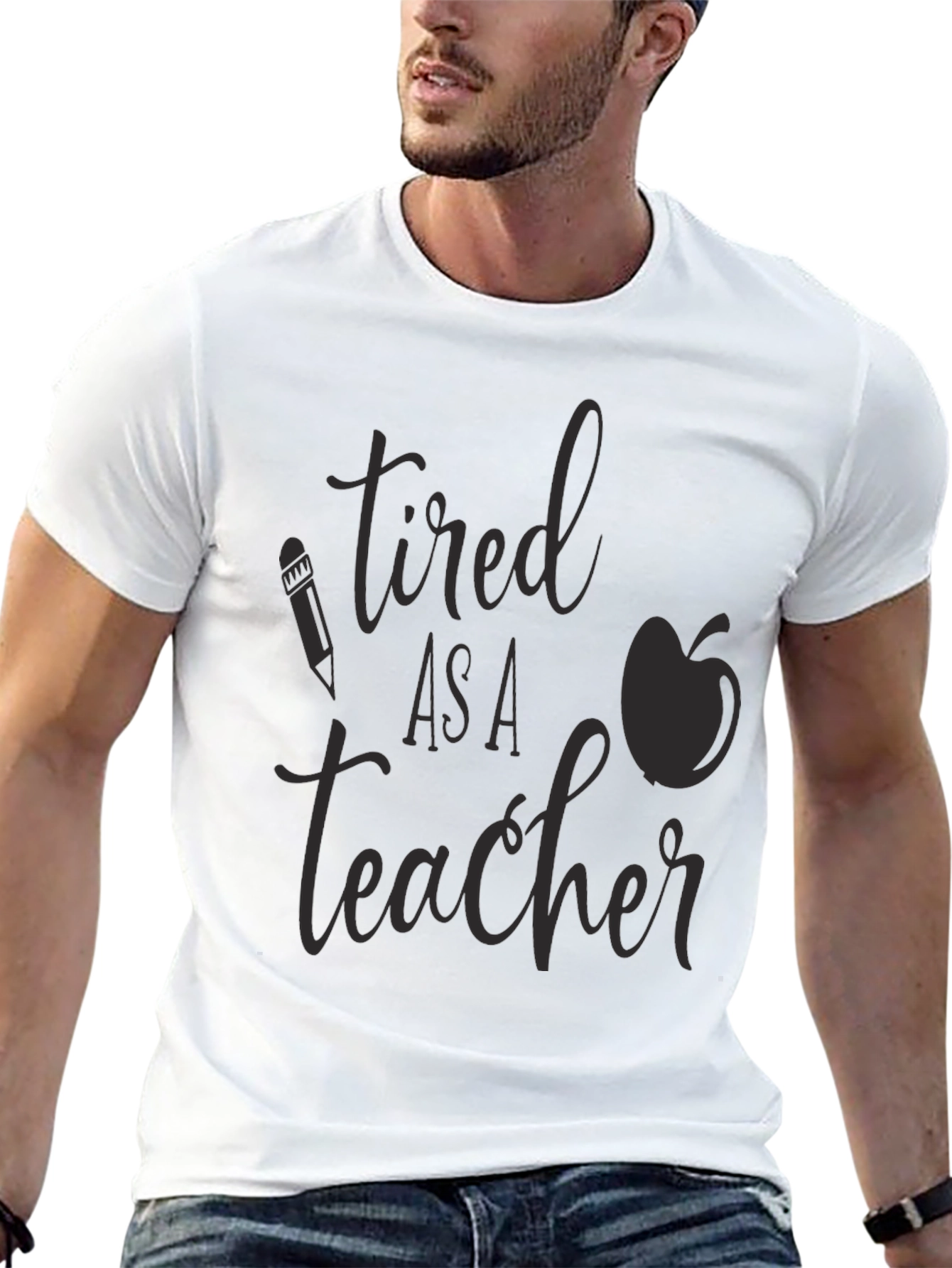 Black Tired As a Teacher Graphic Tee view 13