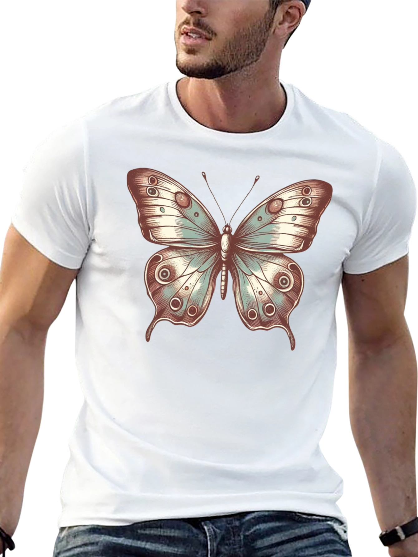 Black Butterfly Print Crew Neck T-Shirt - Stylish Casual Tee view 13