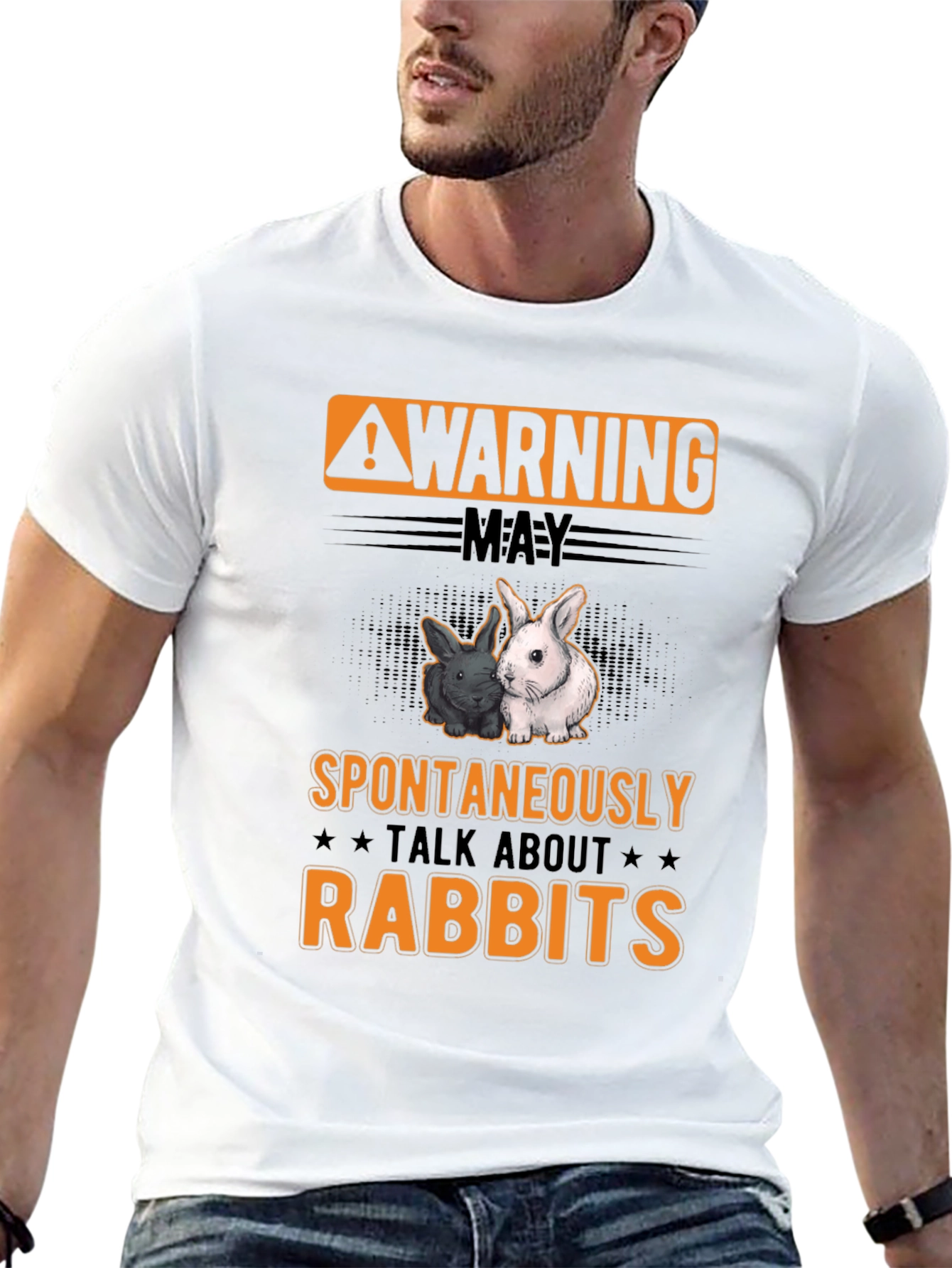 Black Warning May Spontaneously Talk About Rabbits T-Shirt view 13