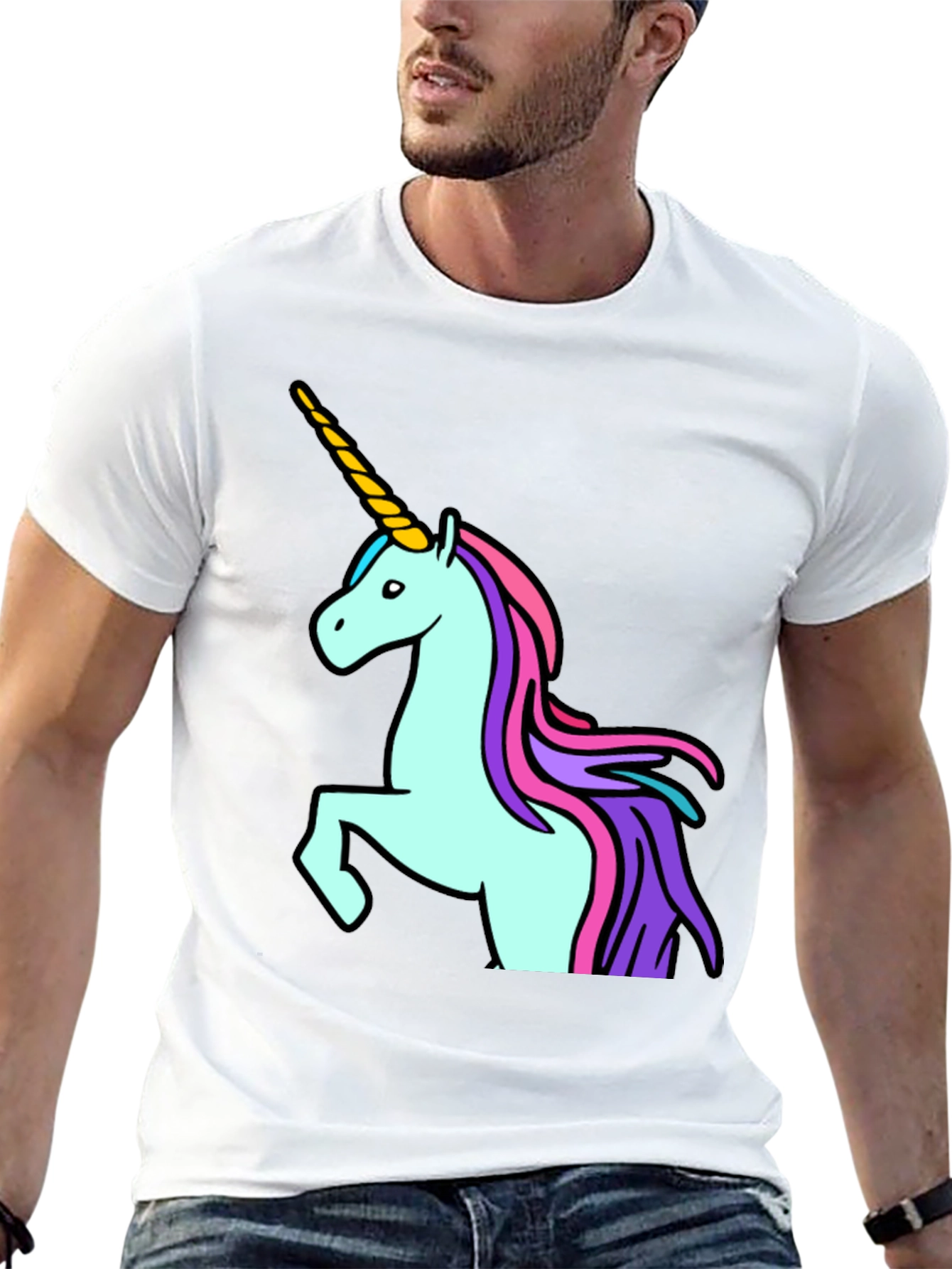 Black Unicorn Graphic Tee - Black Cotton T-Shirt view 13