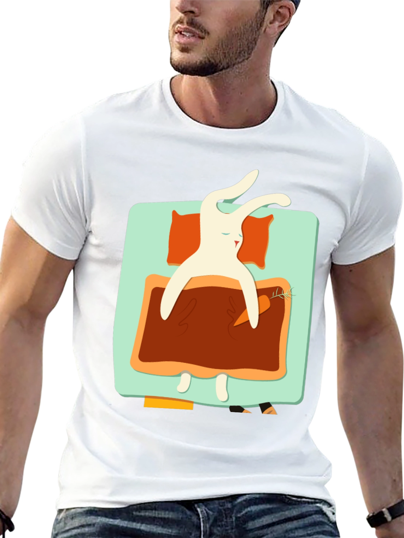 Sleeping Rabbit Graphic T-Shirt - Cozy & Cute - 13