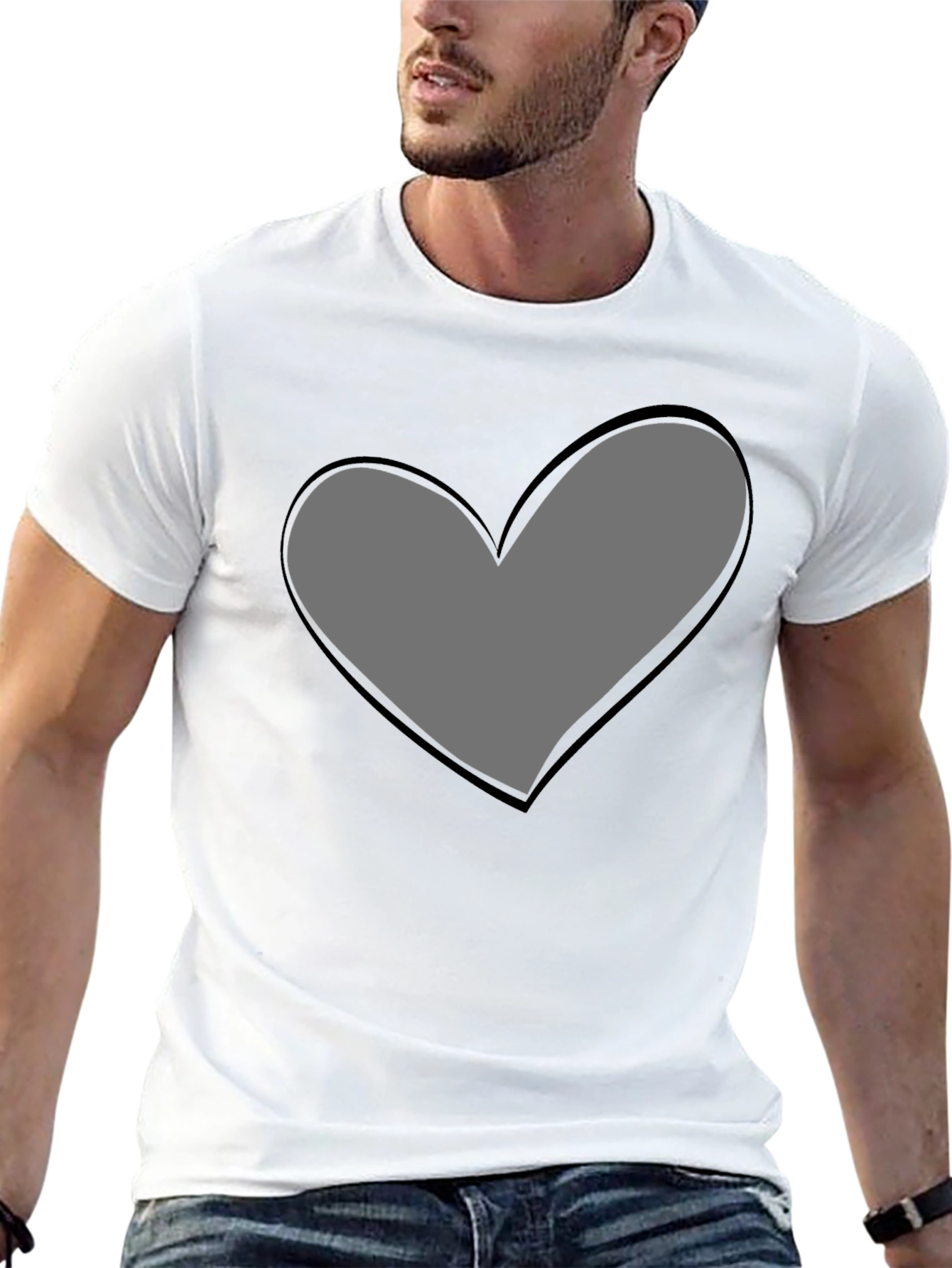 Heart Graphic Print Black T-Shirt - 13
