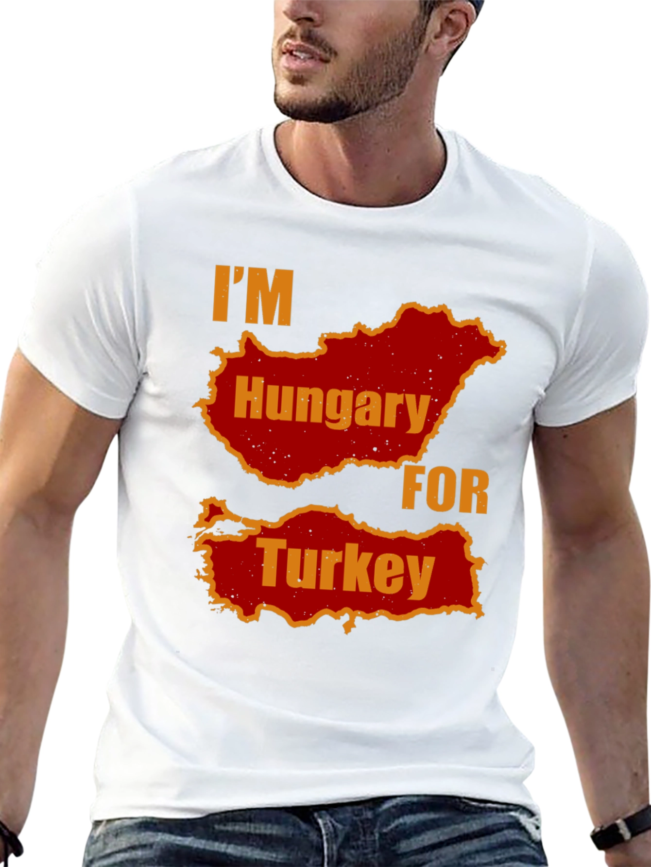 Black I'm Hungary For Turkey Men's Black T-Shirt view 13