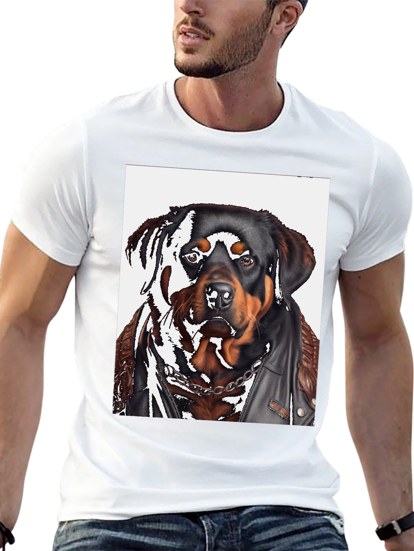 Black Rottweiler Biker T-Shirt view 13