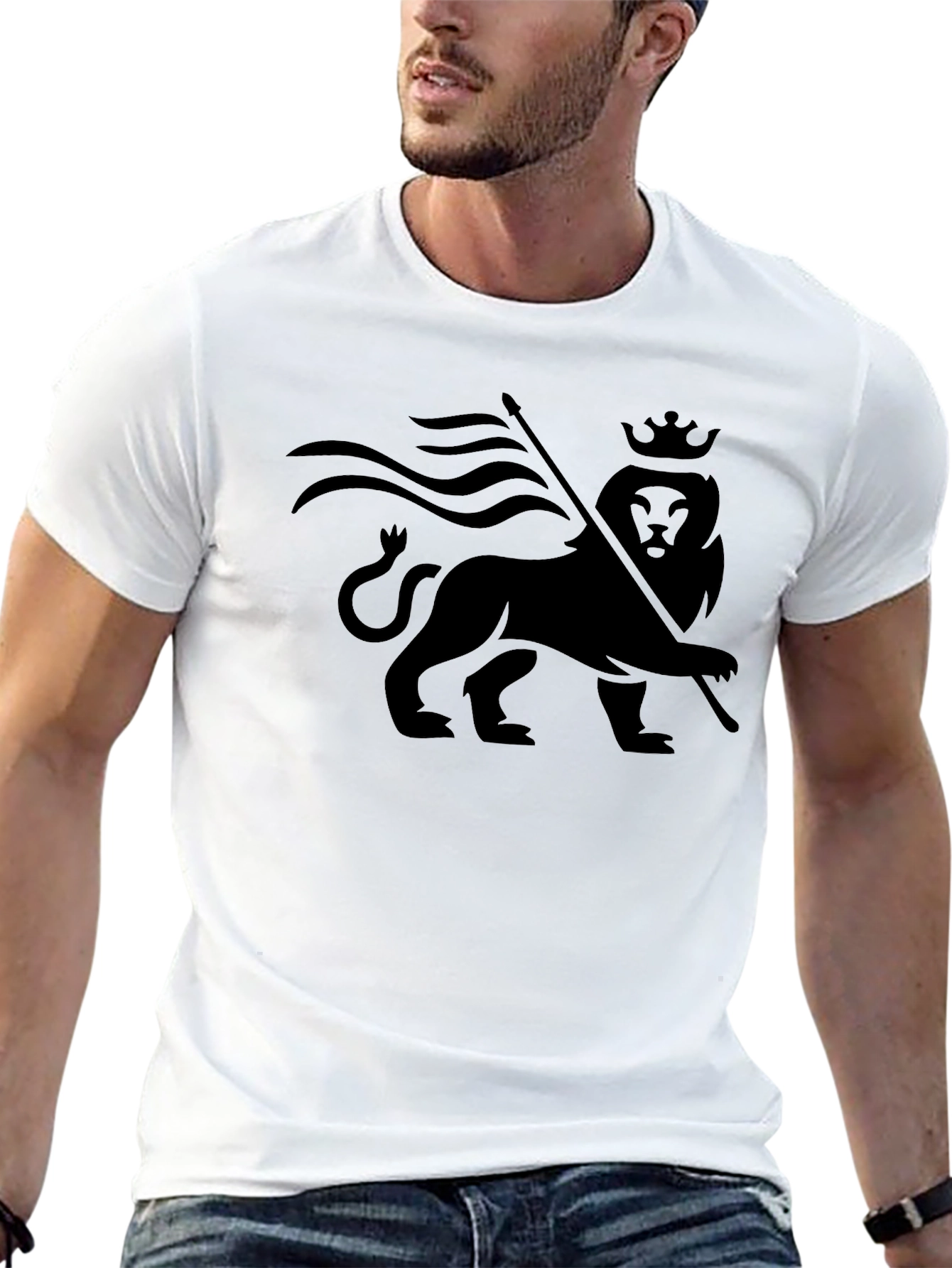 Black Reggae Lion Crown Black Graphic Tee view 13