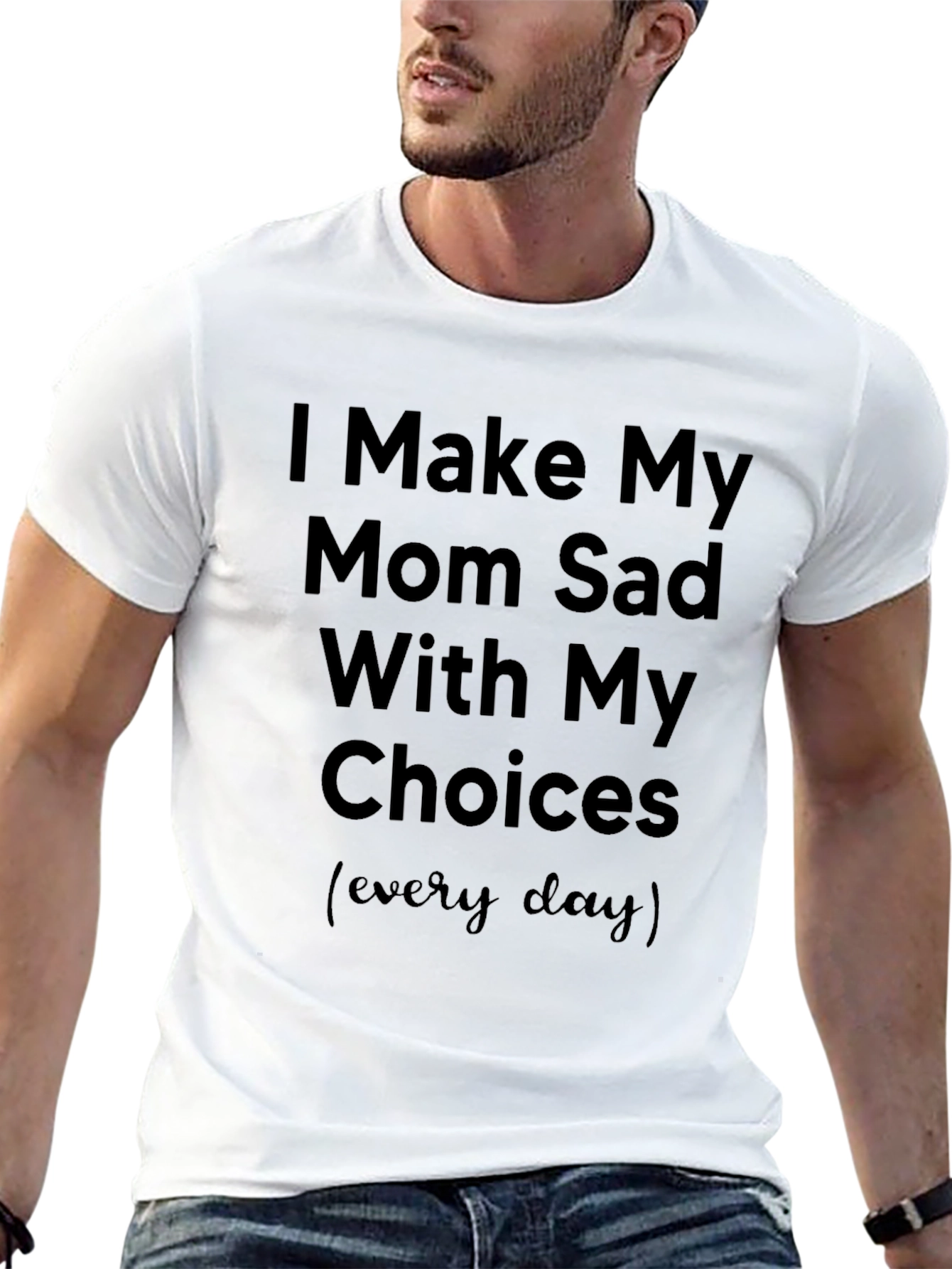 Black I Make My Mom Sad Tee - Novelty Humor Graphic T-Shirt view 13