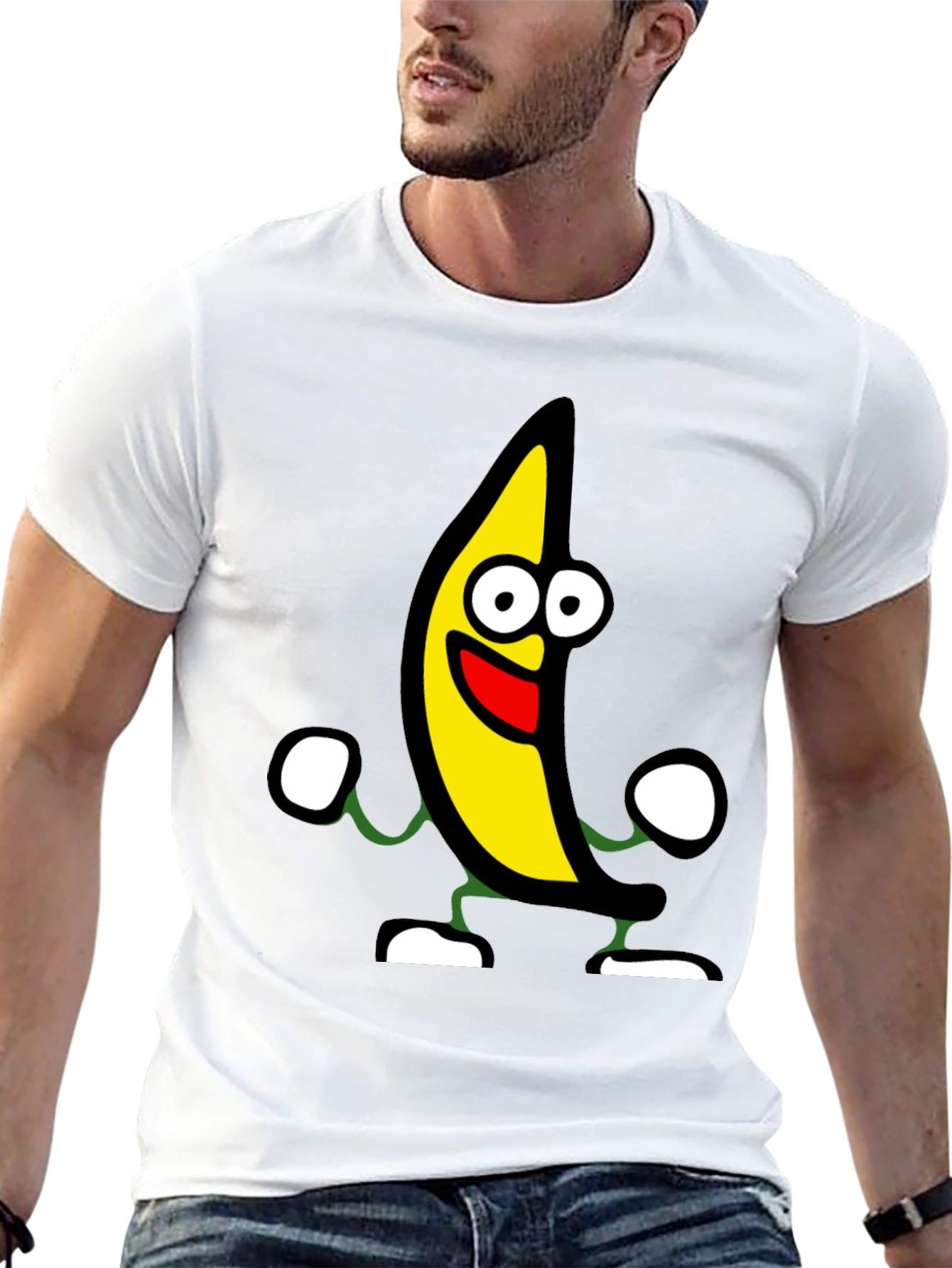 Black Funny Banana Cartoon Graphic Black T-Shirt view 13