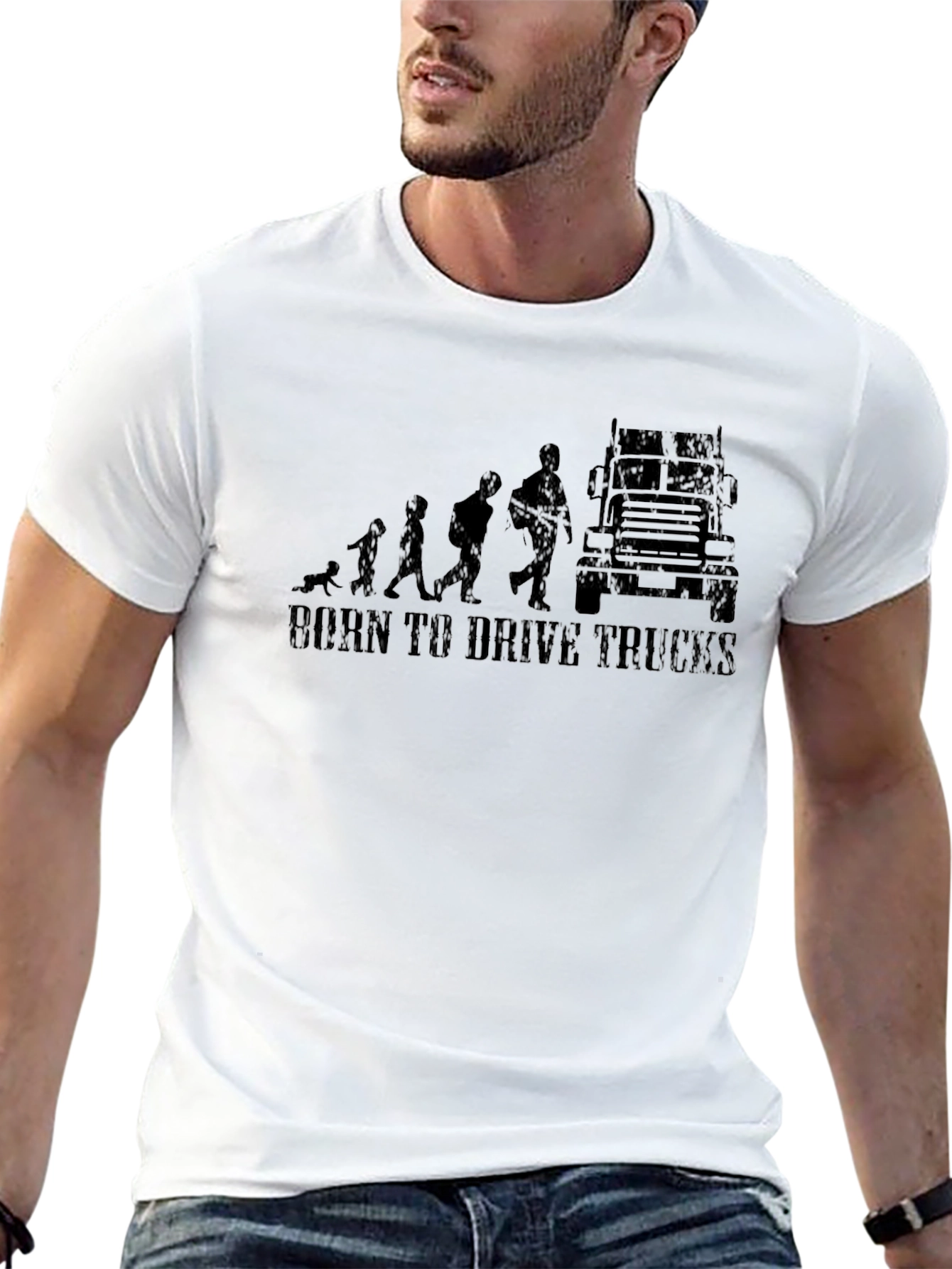 Black Born to Drive Trucks T-Shirt view 13
