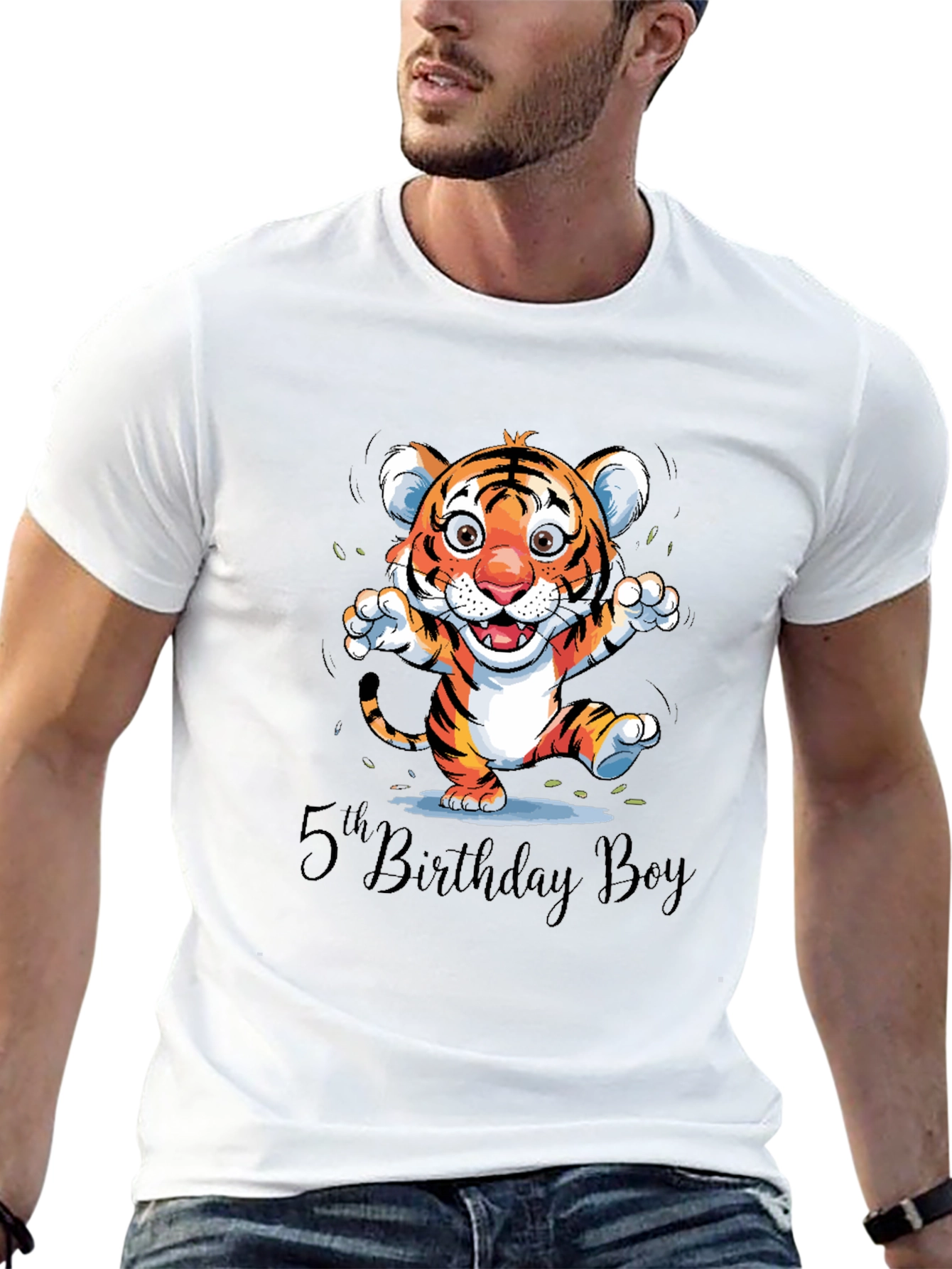 Black 5th Birthday Boy Tiger Cub T-Shirt view 13