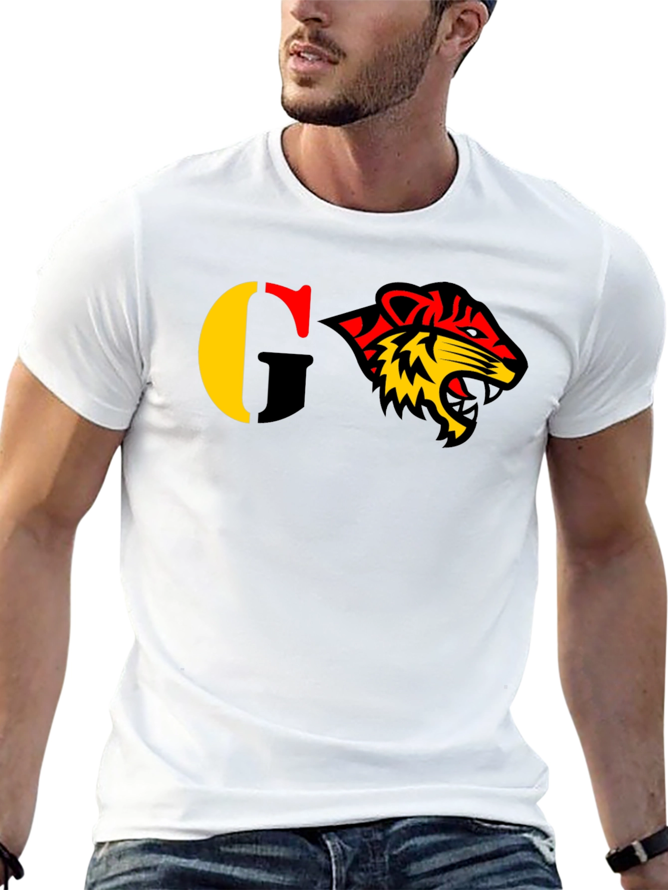 Black Bold Graphic Tee - Tiger Design view 13