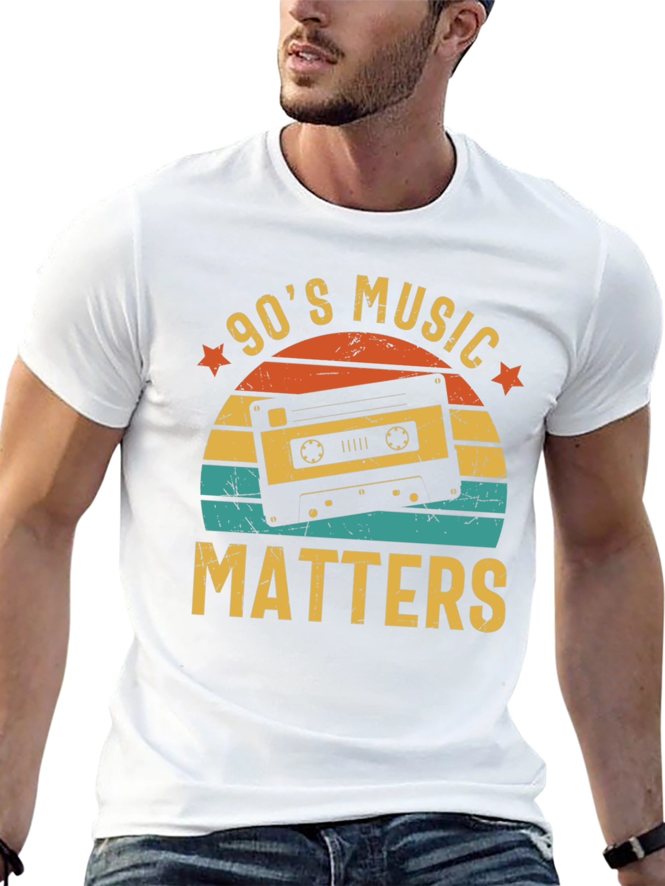 Black 90's Music Matters Retro Cassette Tape T-Shirt view 13