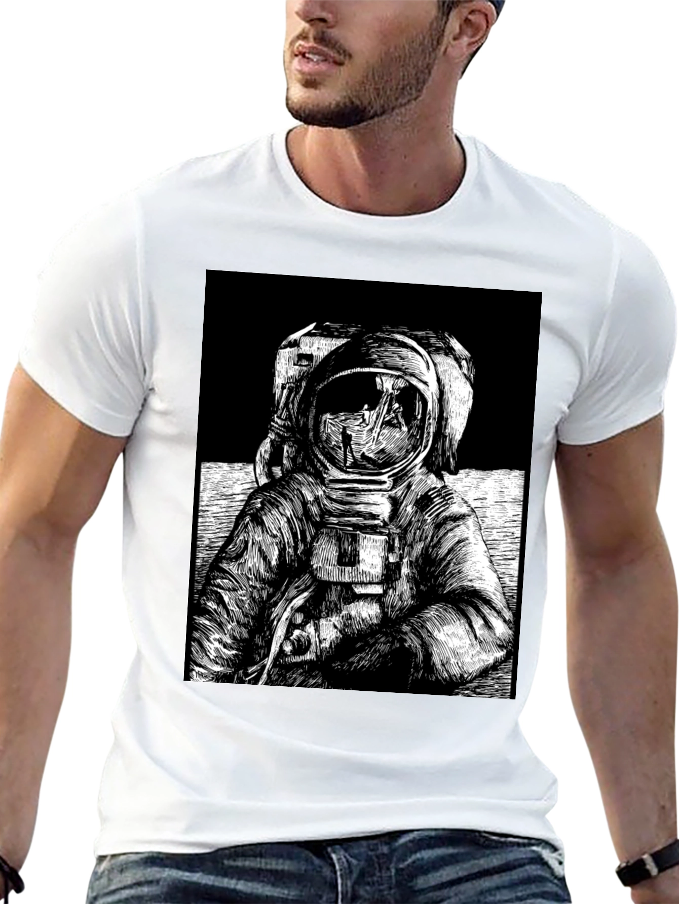 Black Astronaut Graphic Tee - Space Explorer T-Shirt view 13