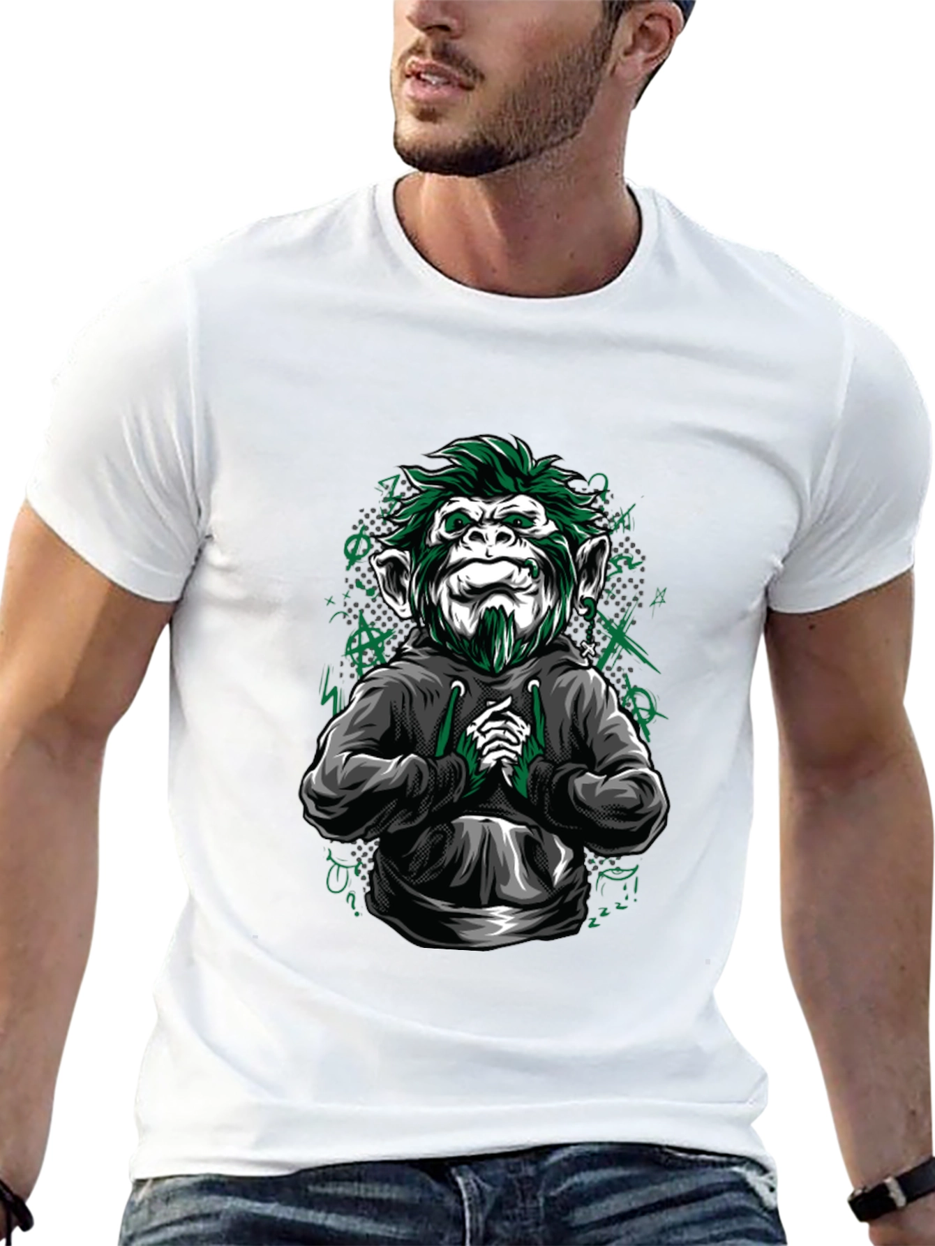 Black Urban Monkey Graphic Tee - Cool & Edgy Design view 13