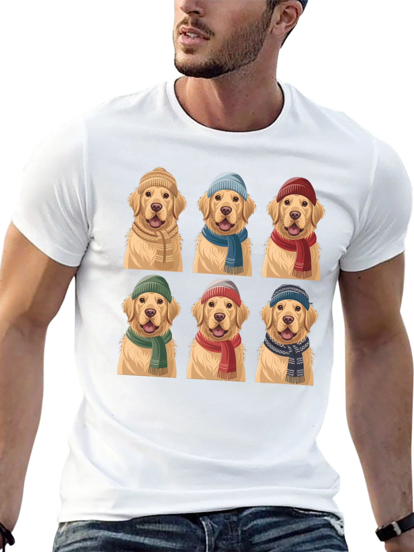 Black Golden Retriever Hats & Scarves T-Shirt view 13