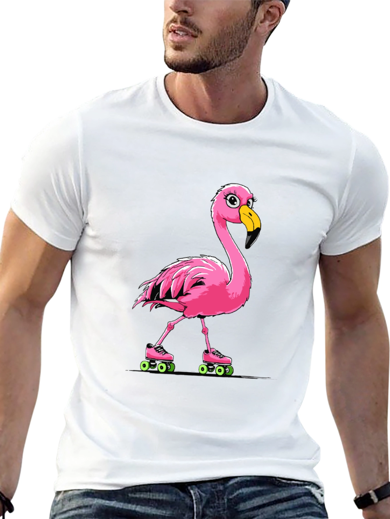 Black Flamingo Roller Skate T-Shirt view 13