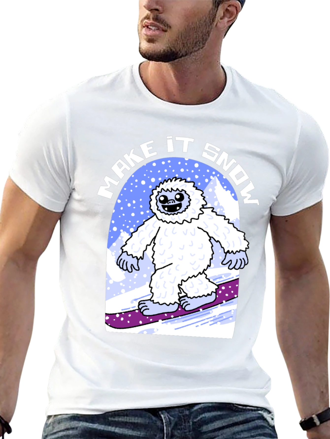 Black Make It Snow Yeti T-Shirt view 13