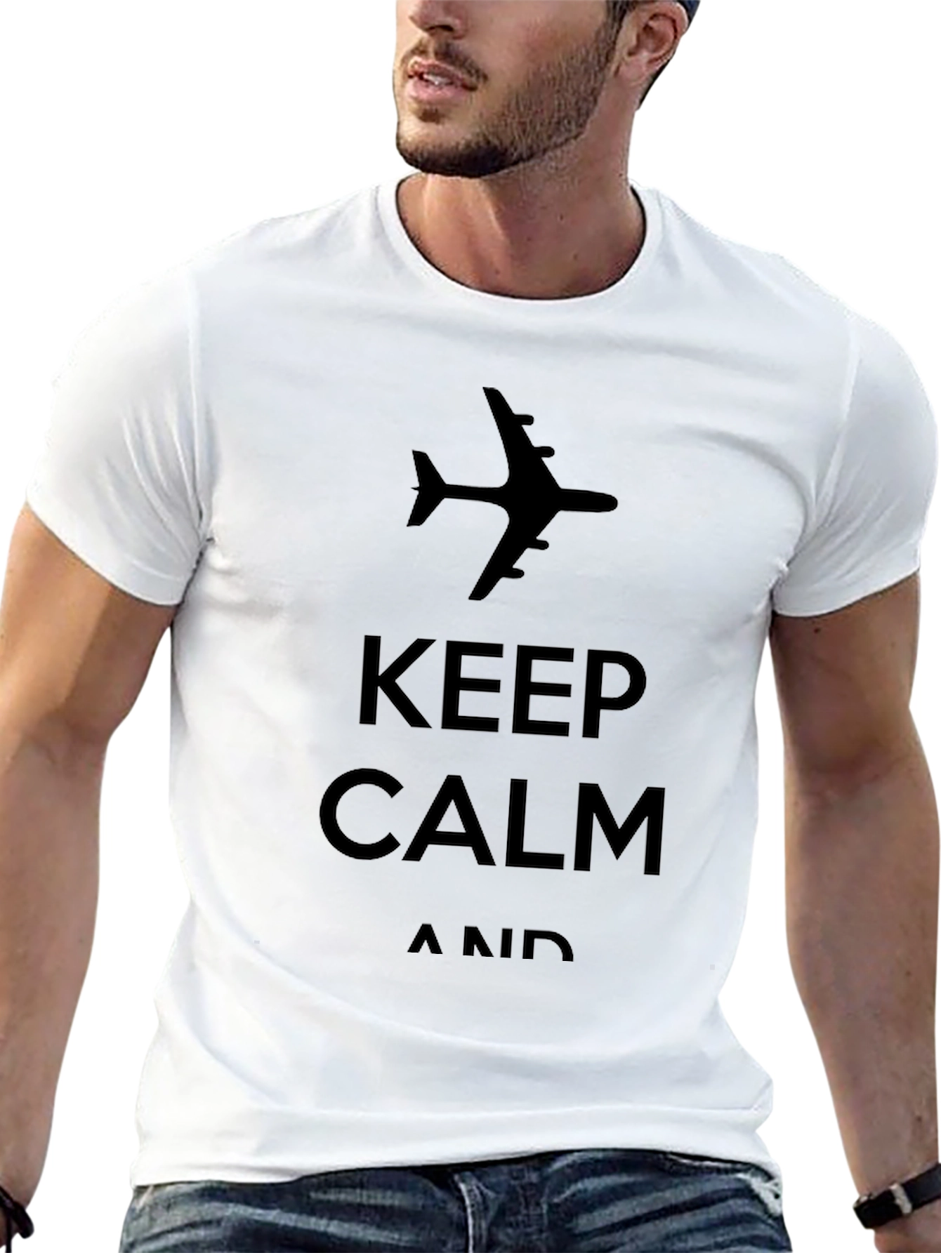 Black Keep Calm Airplane T-Shirt - Black Casual Tee view 13