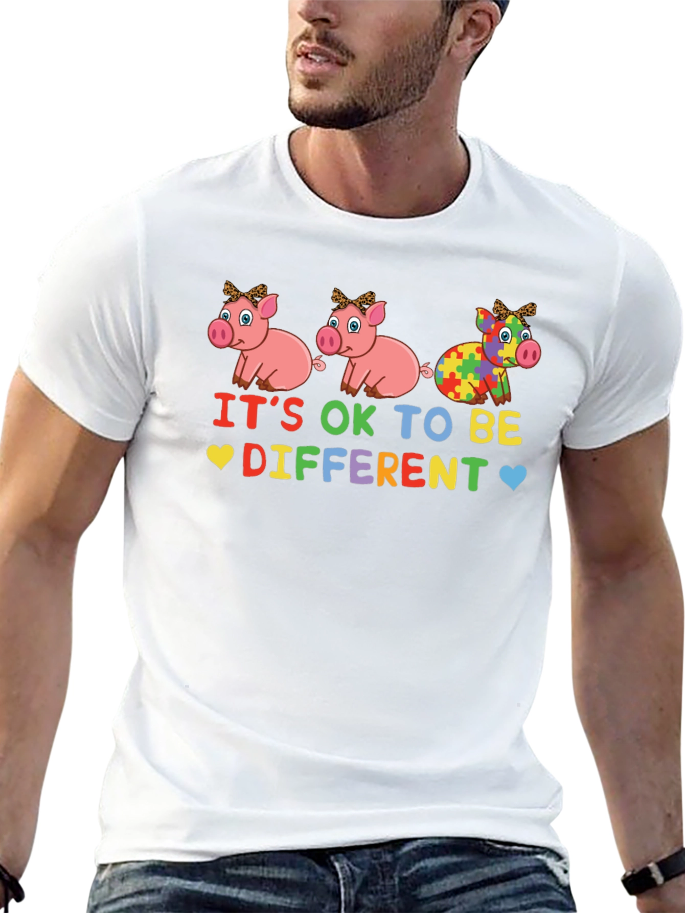 Black It's OK to Be Different Autism Awareness T-Shirt view 13