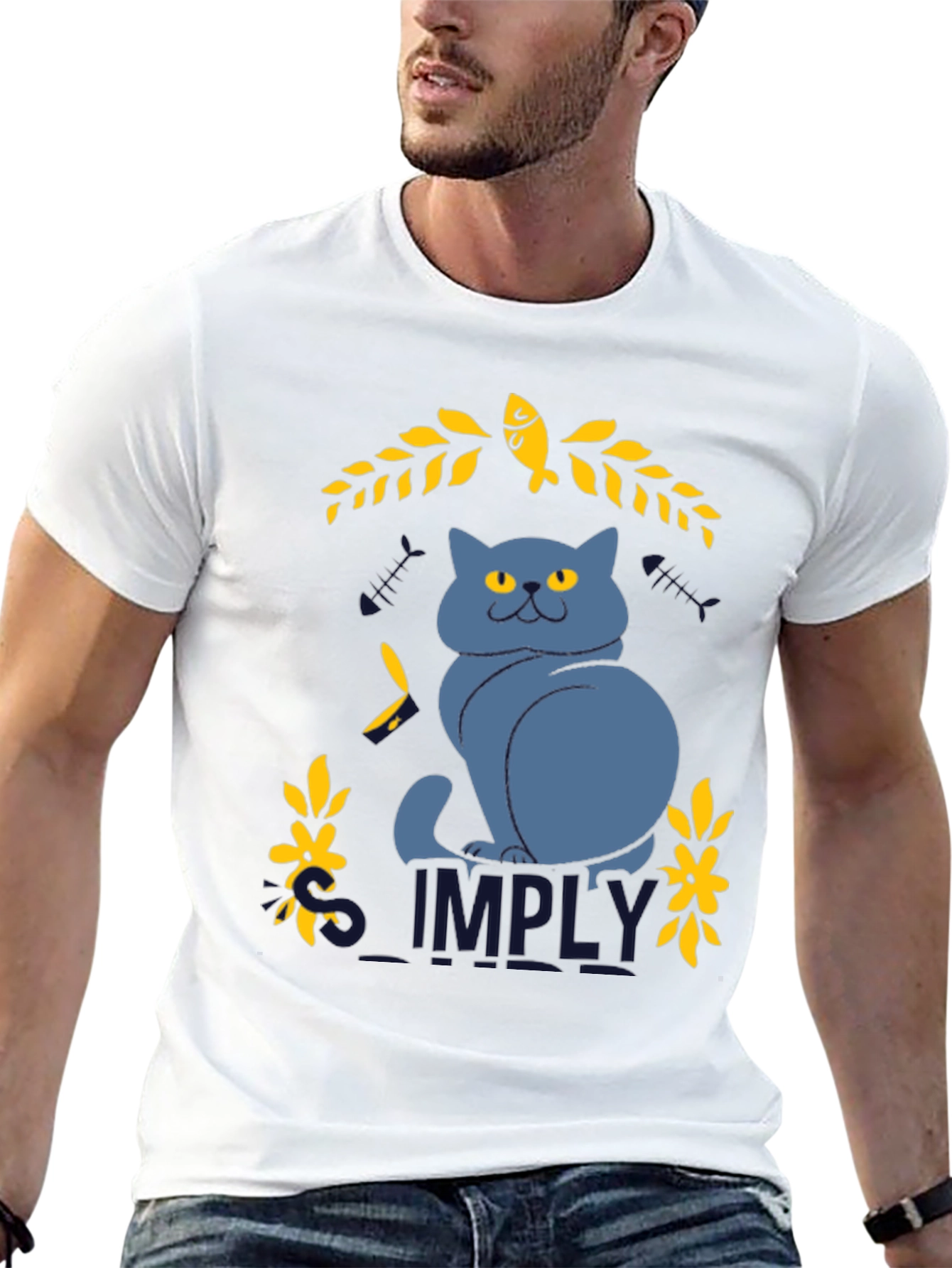 Black Simply Cat Graphic Tee - Black Cotton T-Shirt view 13