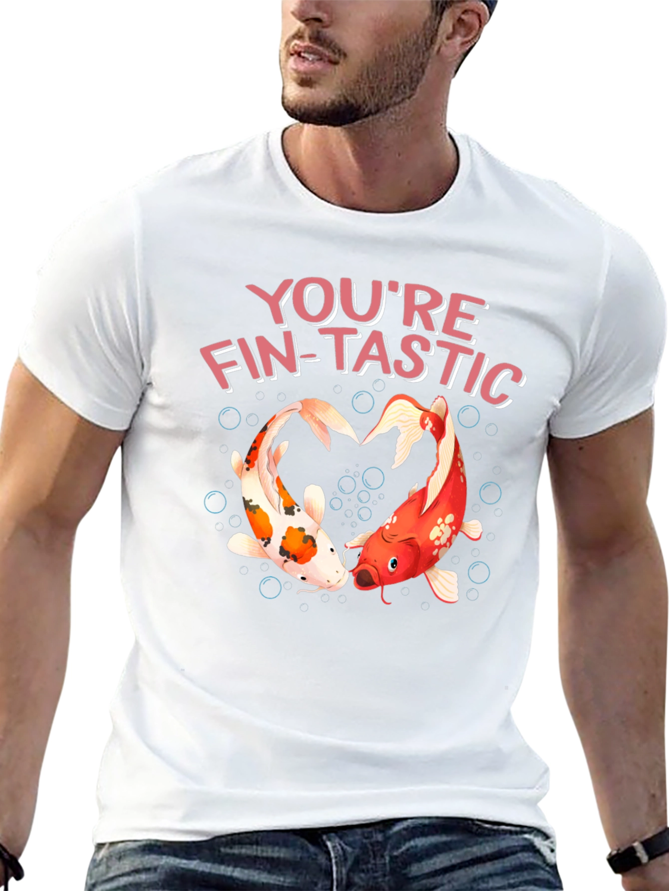 Black You're Fin-Tastic Koi Fish T-Shirt view 13