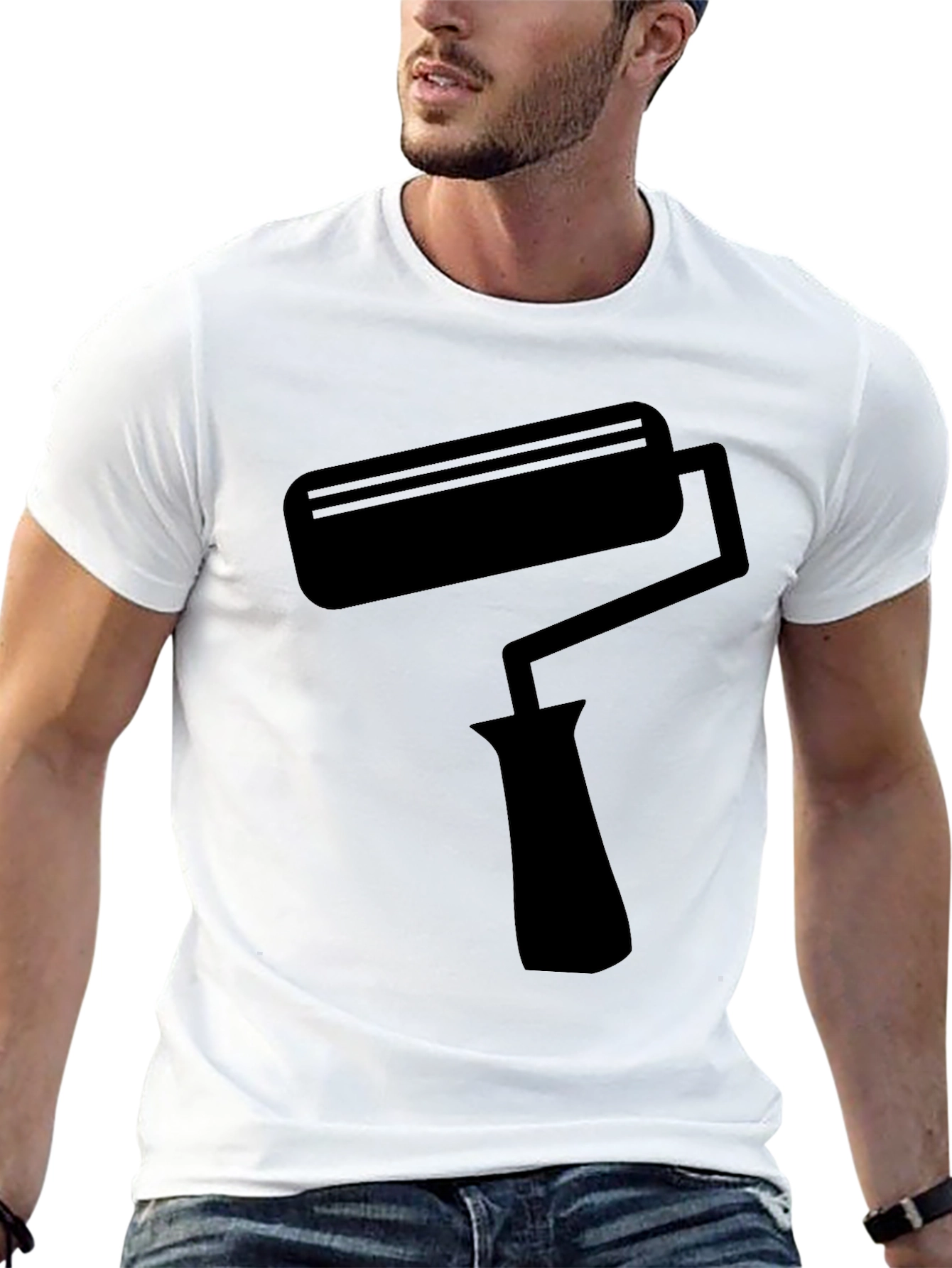 Black Painter's Roller T-Shirt - Black Crew Neck Tee view 13