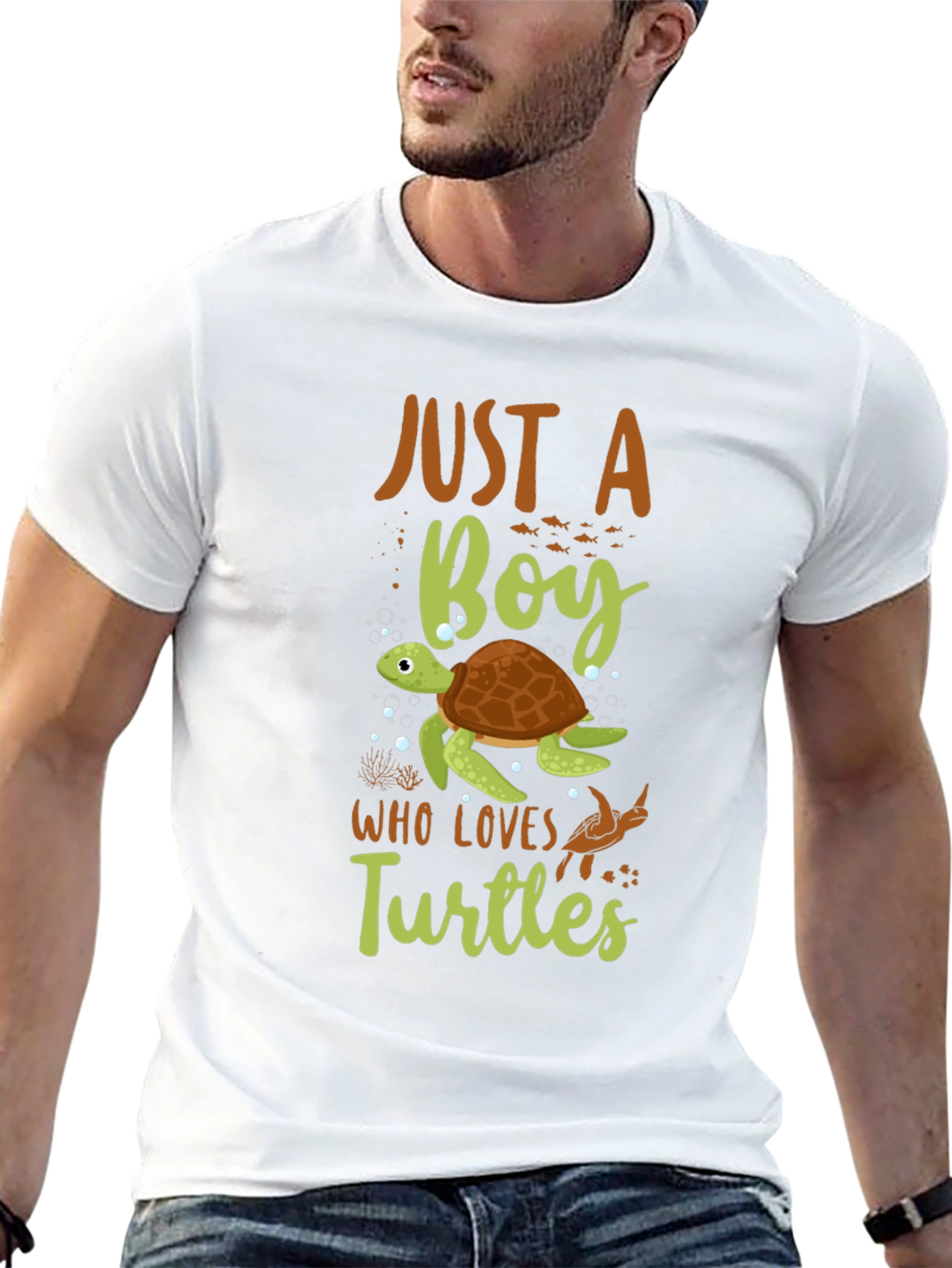 Black Just A Boy Who Loves Turtles Black T-Shirt view 13
