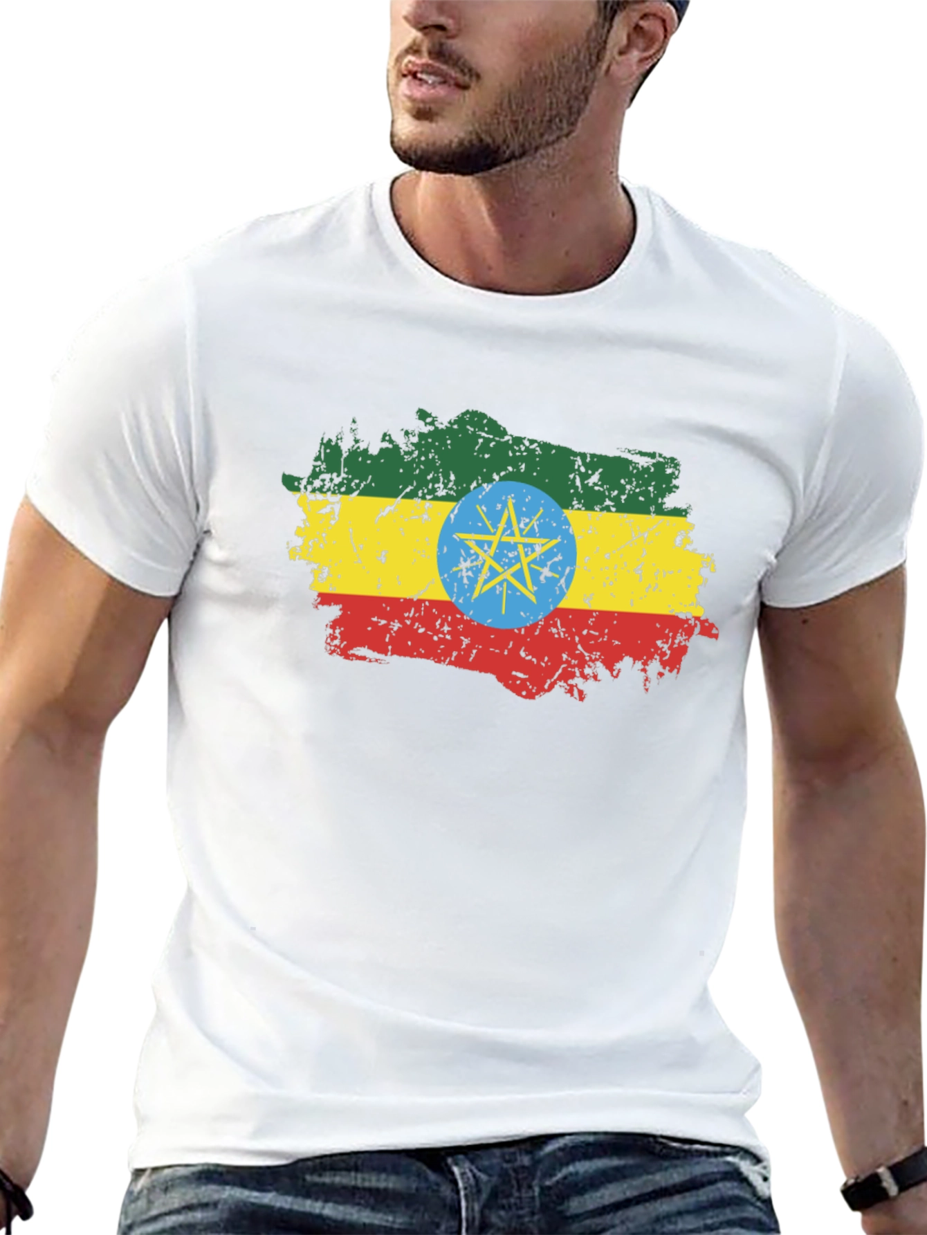 Ethiopia Flag T-Shirt - Distressed Graphic Tee - 13