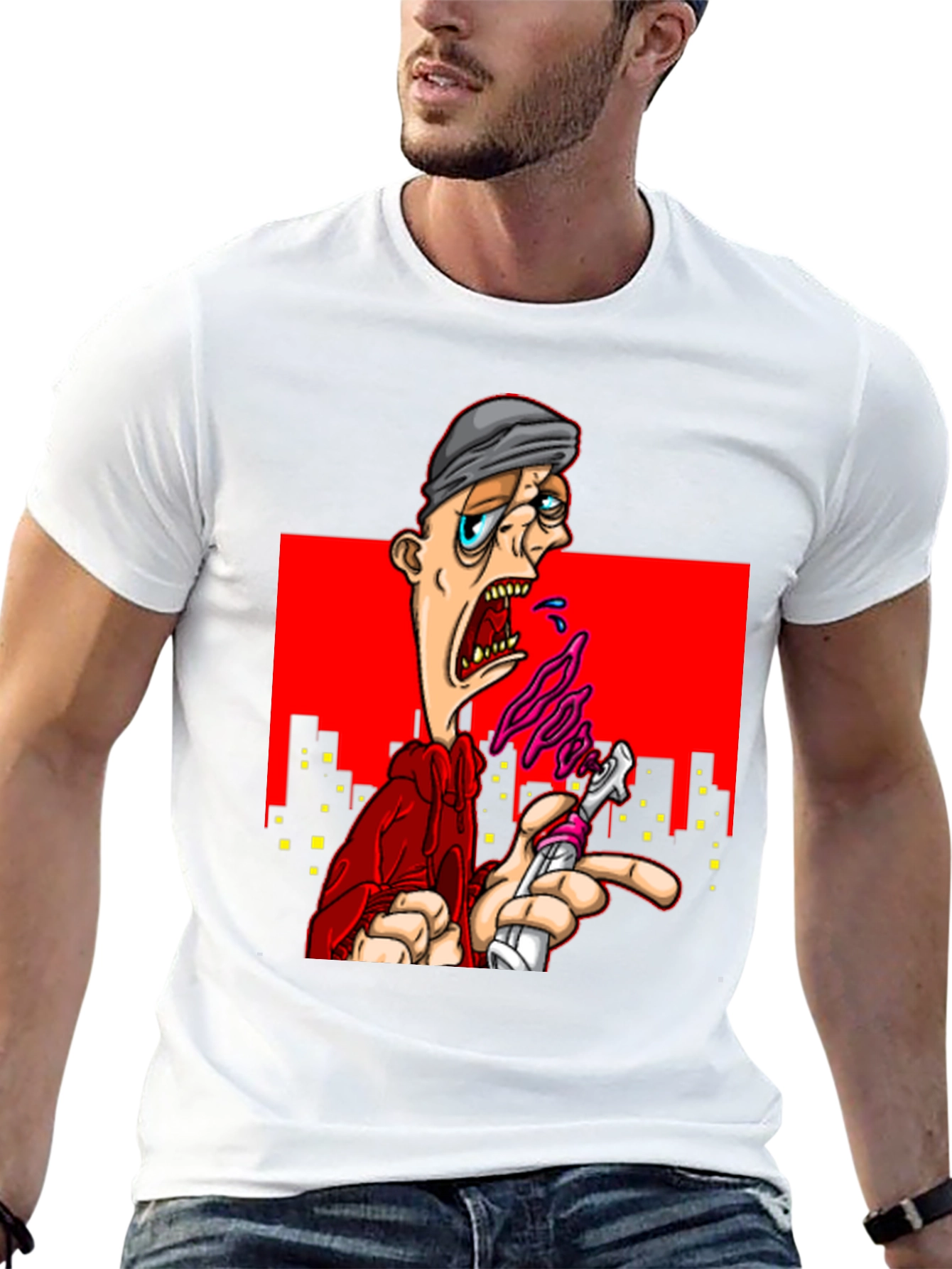 Black Edgy Cartoon Graphic T-Shirt - Urban Style view 13