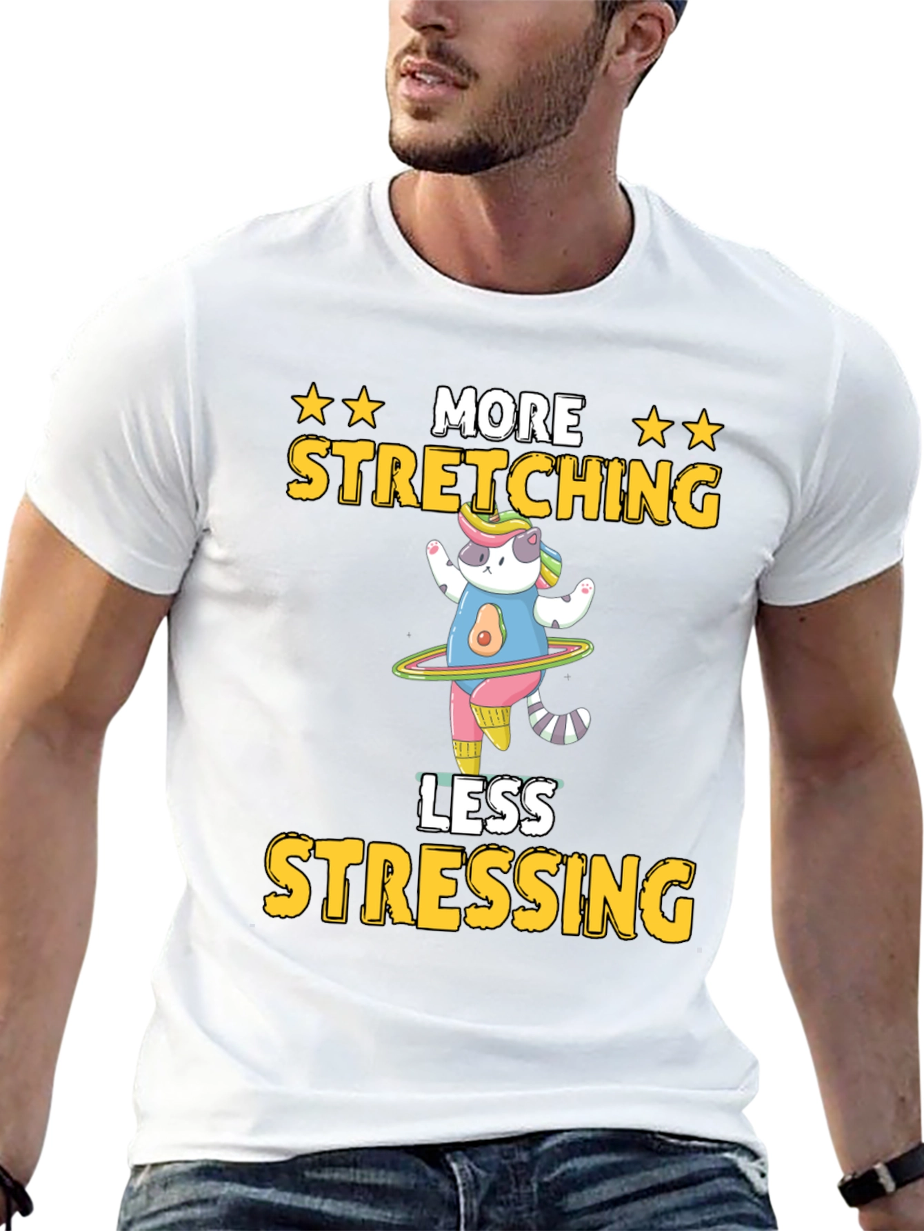More Stretching Less Stressing Graphic T-Shirt - 13