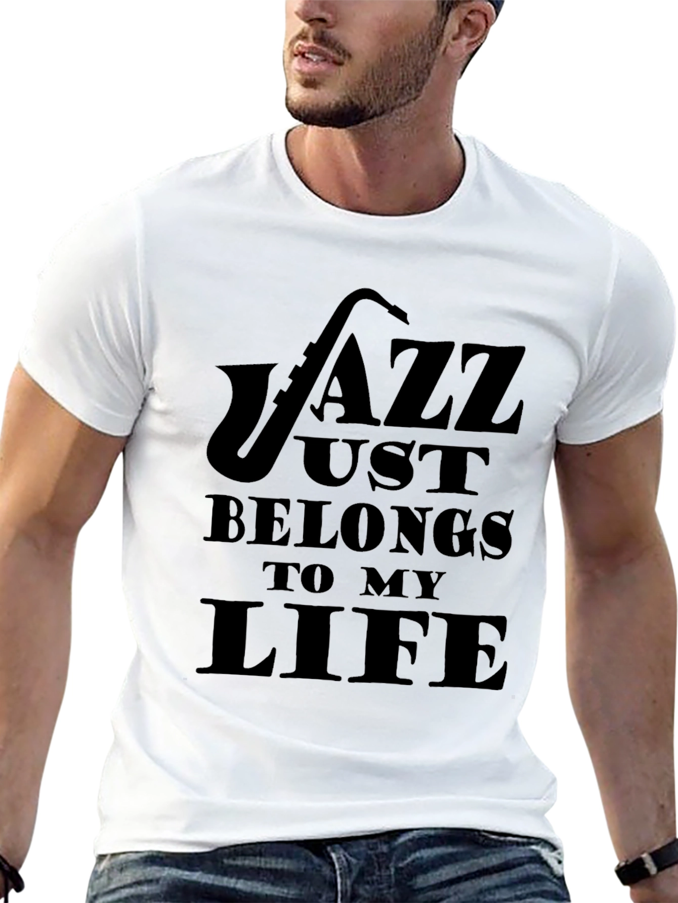 Black Jazz Music T-Shirt - Saxophone Design view 13