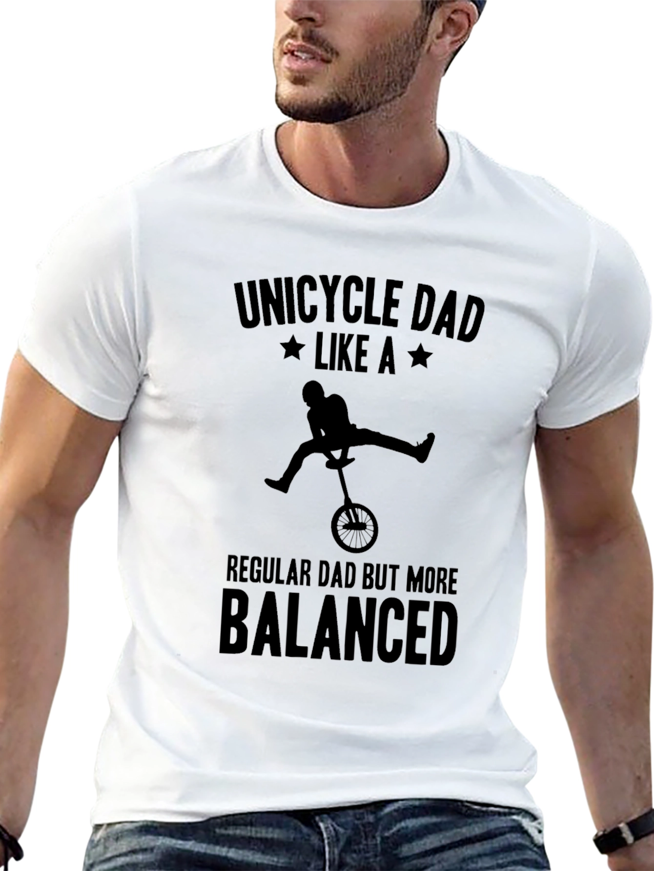 Black Unicycle Dad T-Shirt - Balanced Dad Tee view 13
