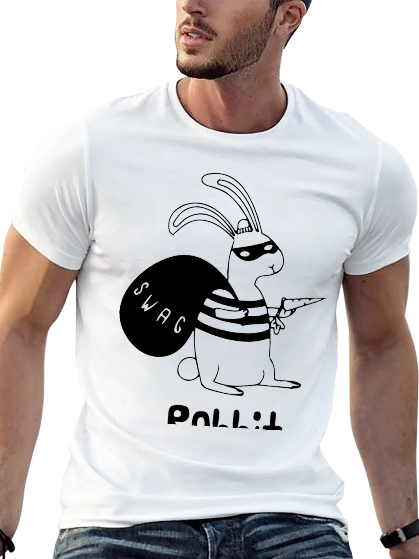 Black Rabbit Thief Black T-Shirt view 13