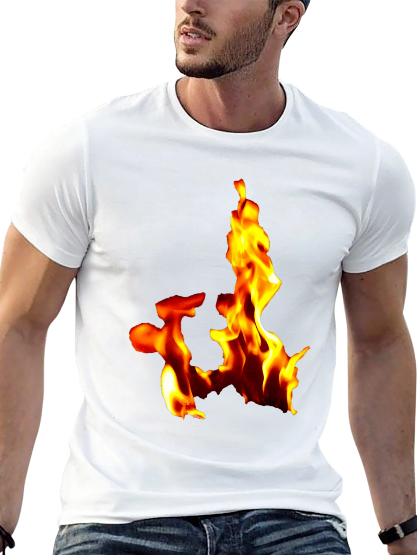 Black Fiery Flames Graphic Tee - Bold Black T-Shirt view 13